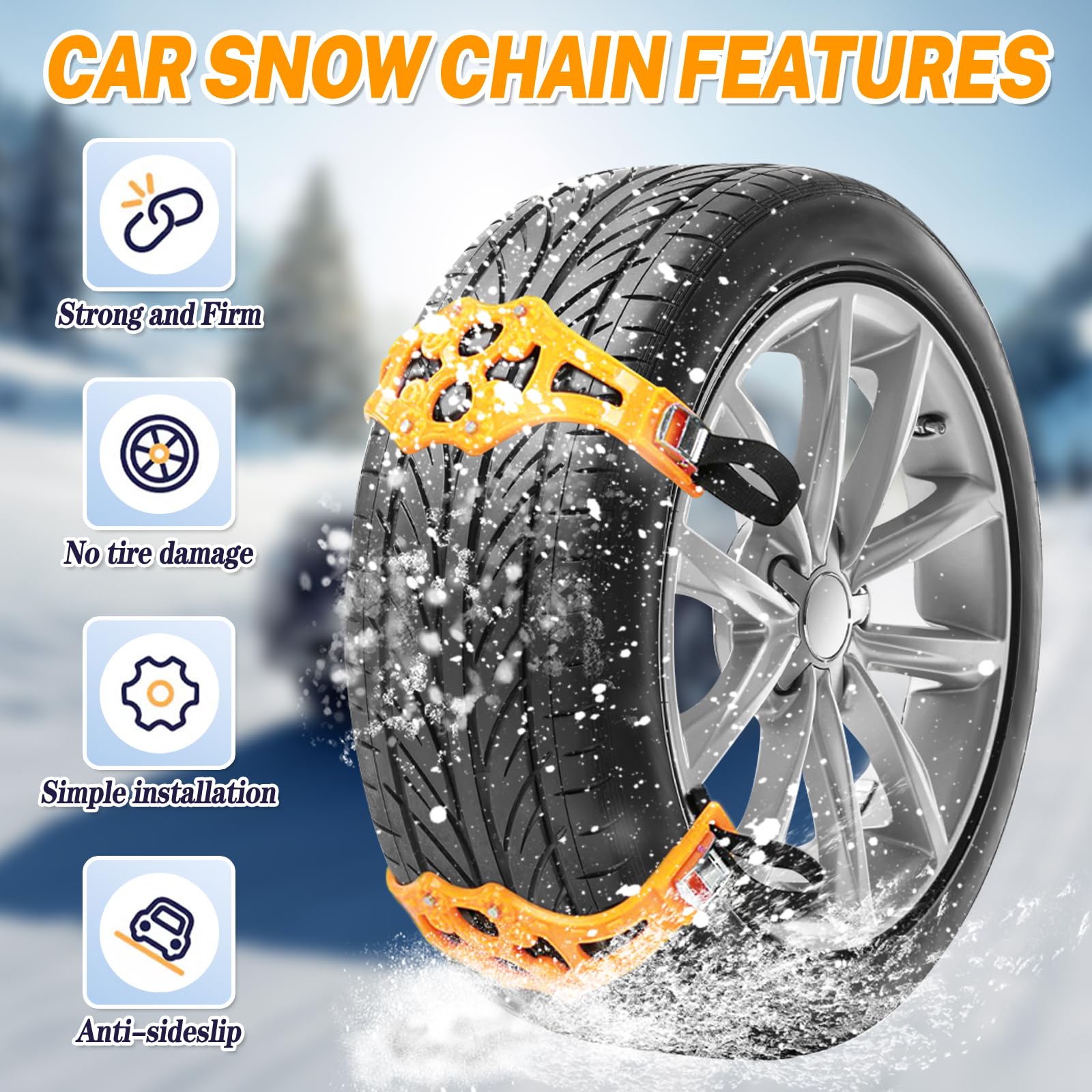 Chaine Neige Auto*2 Pcs, Chaînes Neige Voiture, Chaine Pneu Neige, Chaine Neige Véhicules Universelle, Convient aux Pneus d'Une Largeur de 165-275 mm, Plupart des Voitures, Camions et SUV