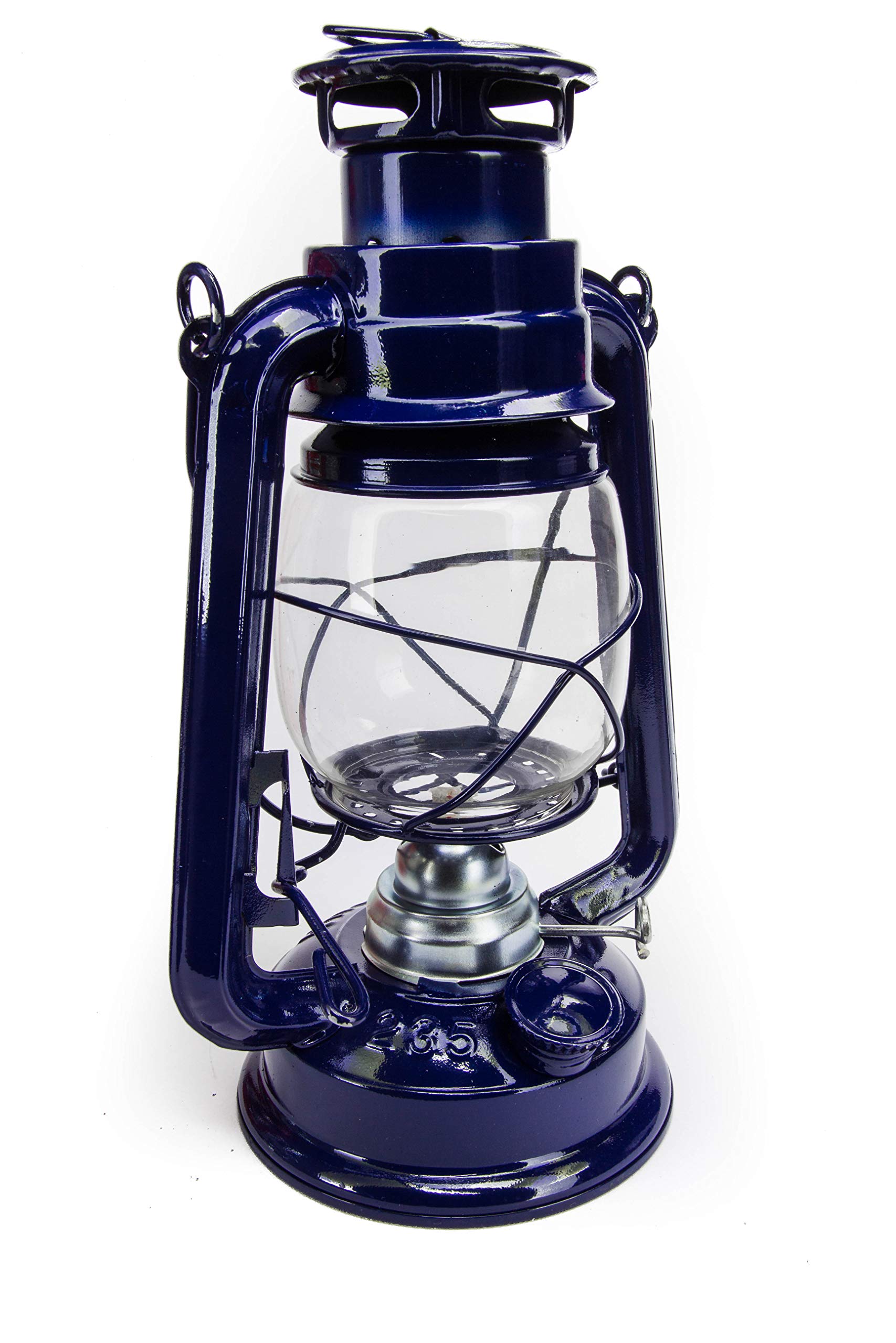 Petroleumlampe 30 cm blau Pulverbeschichtet, Glas, Sturmlaterne, Camping