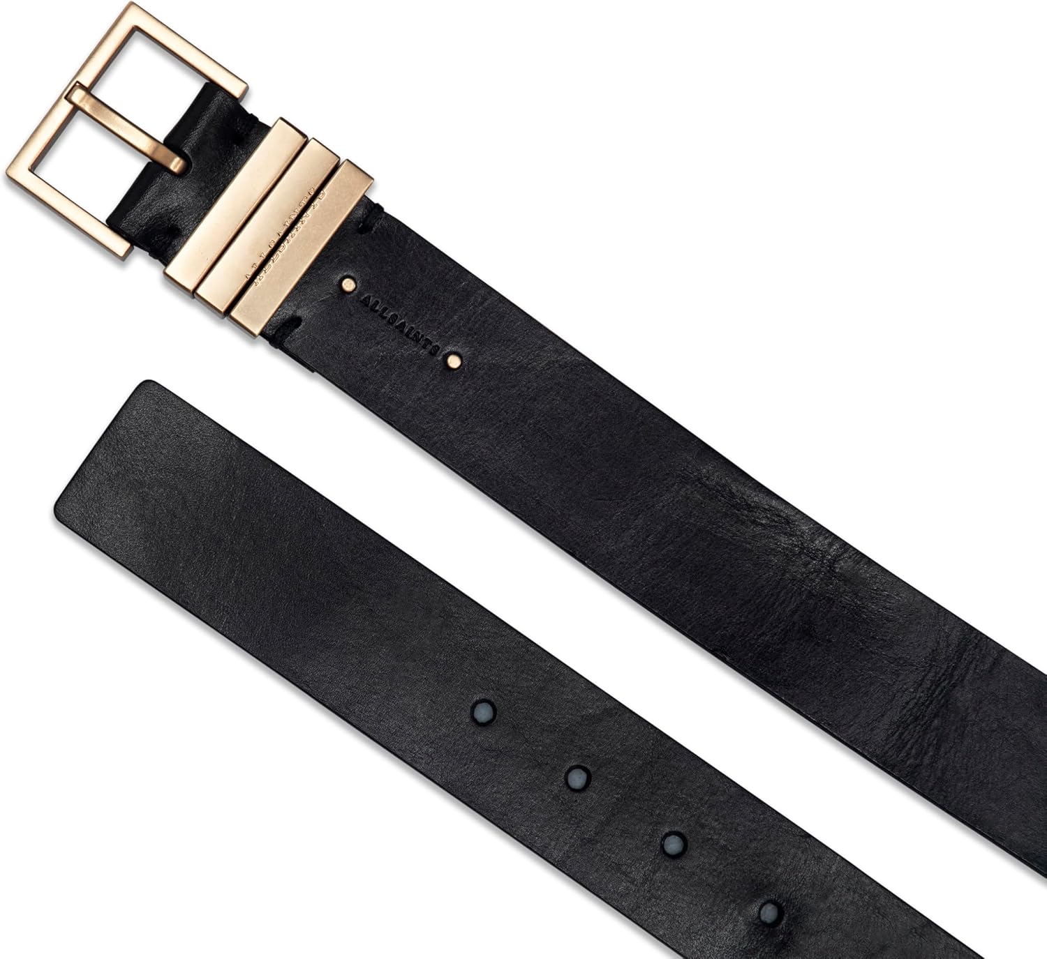 AllSaints Women's 1.5 Inch Leather Belt With Metal Keeper, Adjustable & Simple Design