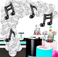 Vista 6 de 30 globos de notas musicales, globos de decoración de fiesta musical, globos de látex de 12 pulgadas para decoración de fiesta de cumpleaños