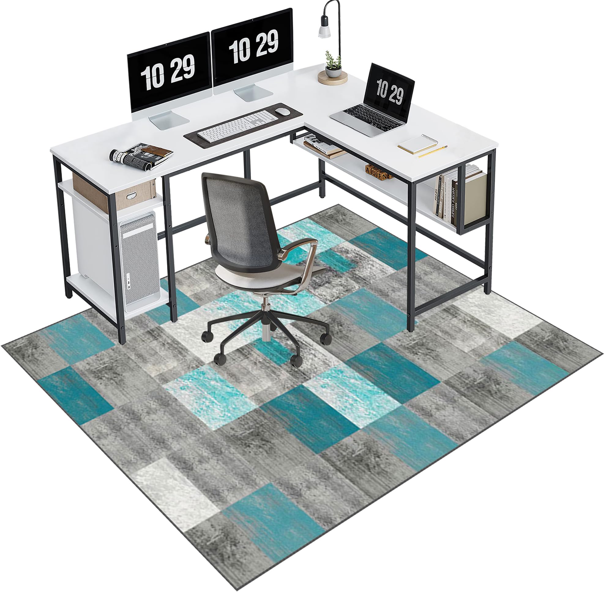 EYKWKB 160 x 180 cm Office Chair Mat for Carpeted and Hard Floor Gaming Chair Mat Multi-Purpose Carpet Protector Chair Mats Anti-Slip Low Pile Carpet Mats for Home Office Floor Protectors for Chairs