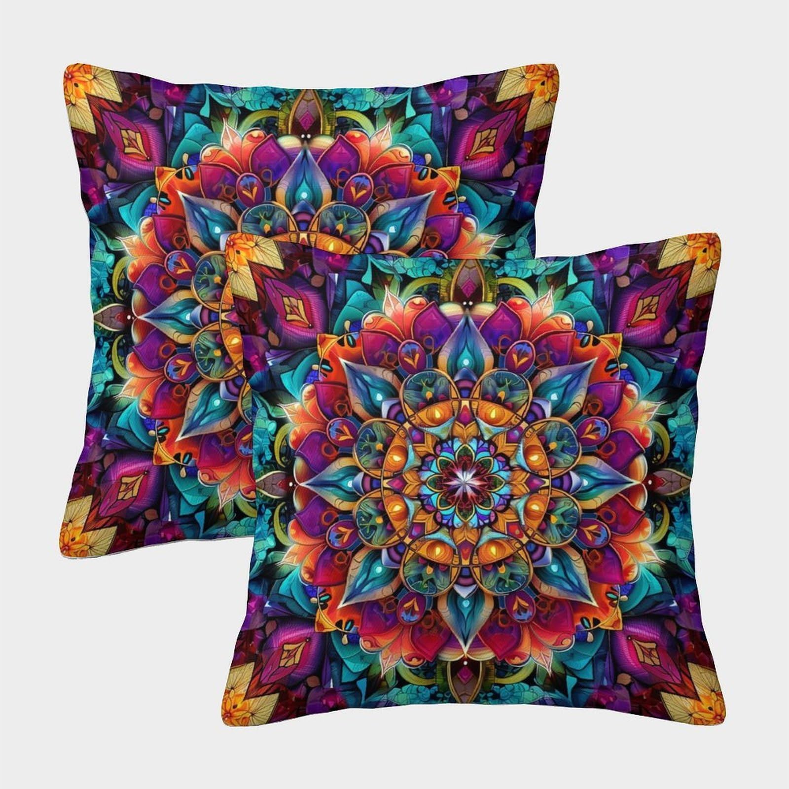 kaiyun 2 Pack Throw Pillowcase 40x40cmDatura Flowers Pattern Cushion Cover Home Decoration