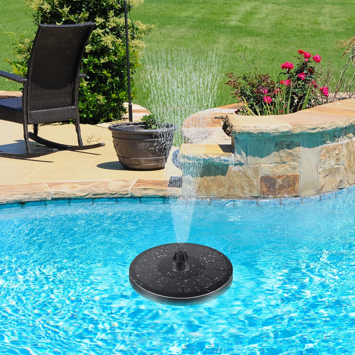 Solar Fountain Pump for Bird Bath, 2.5W Solar Bird Bath Water Pump for Garden, with 7 Different Spray Heads for Outdoor Bird Bath, Pool, Free Standing Floating Solar Water Fountain【2023 Upgrade】