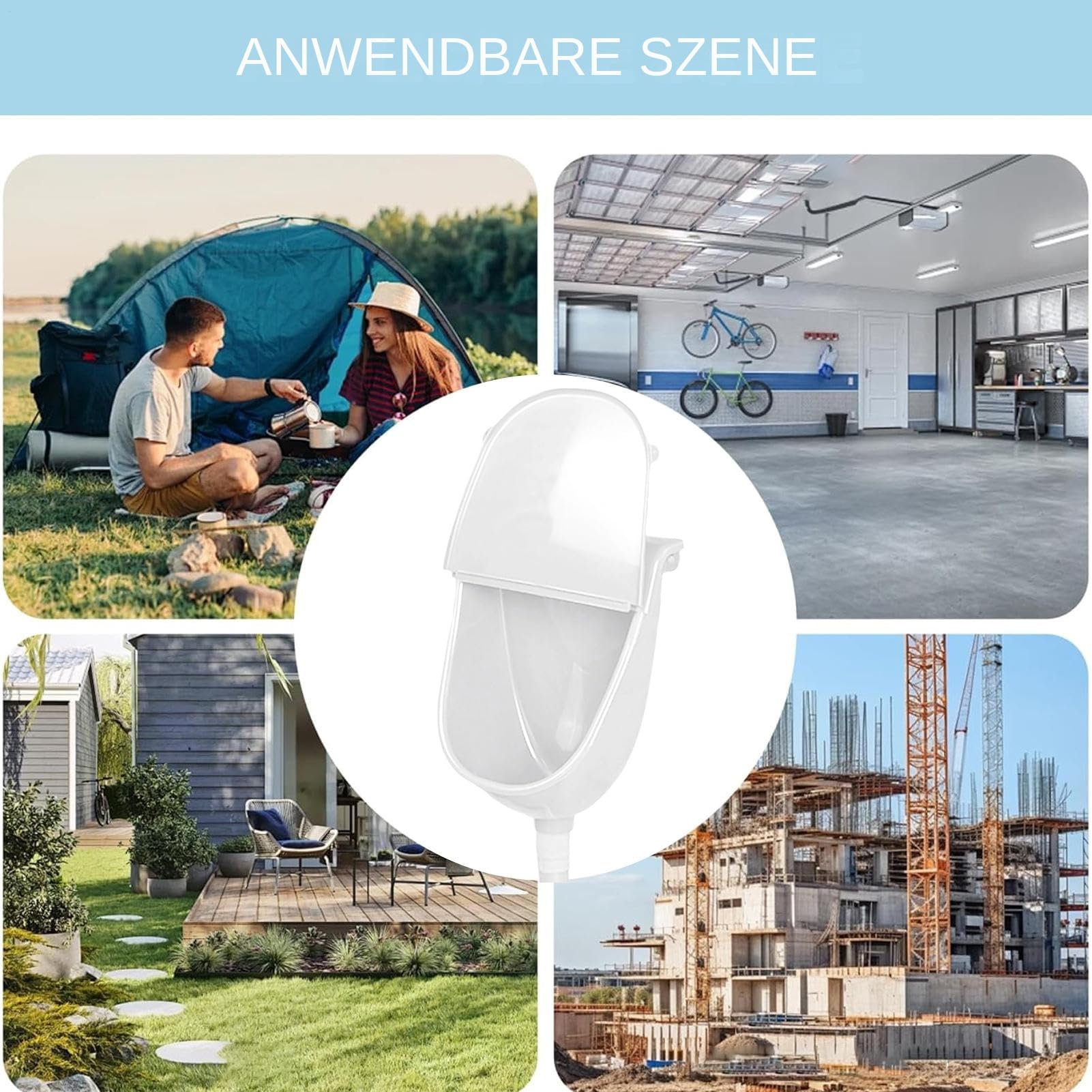 Urinal Wandmontage Toilettenzubehör mit Deckel | Außenbereich Steh Urinale für Ehemänner Väter Zuhause Hof Wohnmobil Wohnheim Camping Garten Terrasse Badezimmer Garage