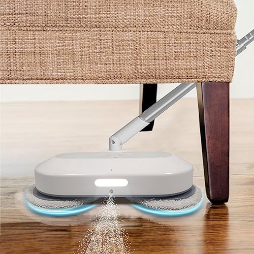 Miniatura 3 de Impecca Trapeador eléctrico, trapeador giratorio inalámbrico con motor dual con faros LED, 3 juegos de trapeadores giratorios tanque de agua para