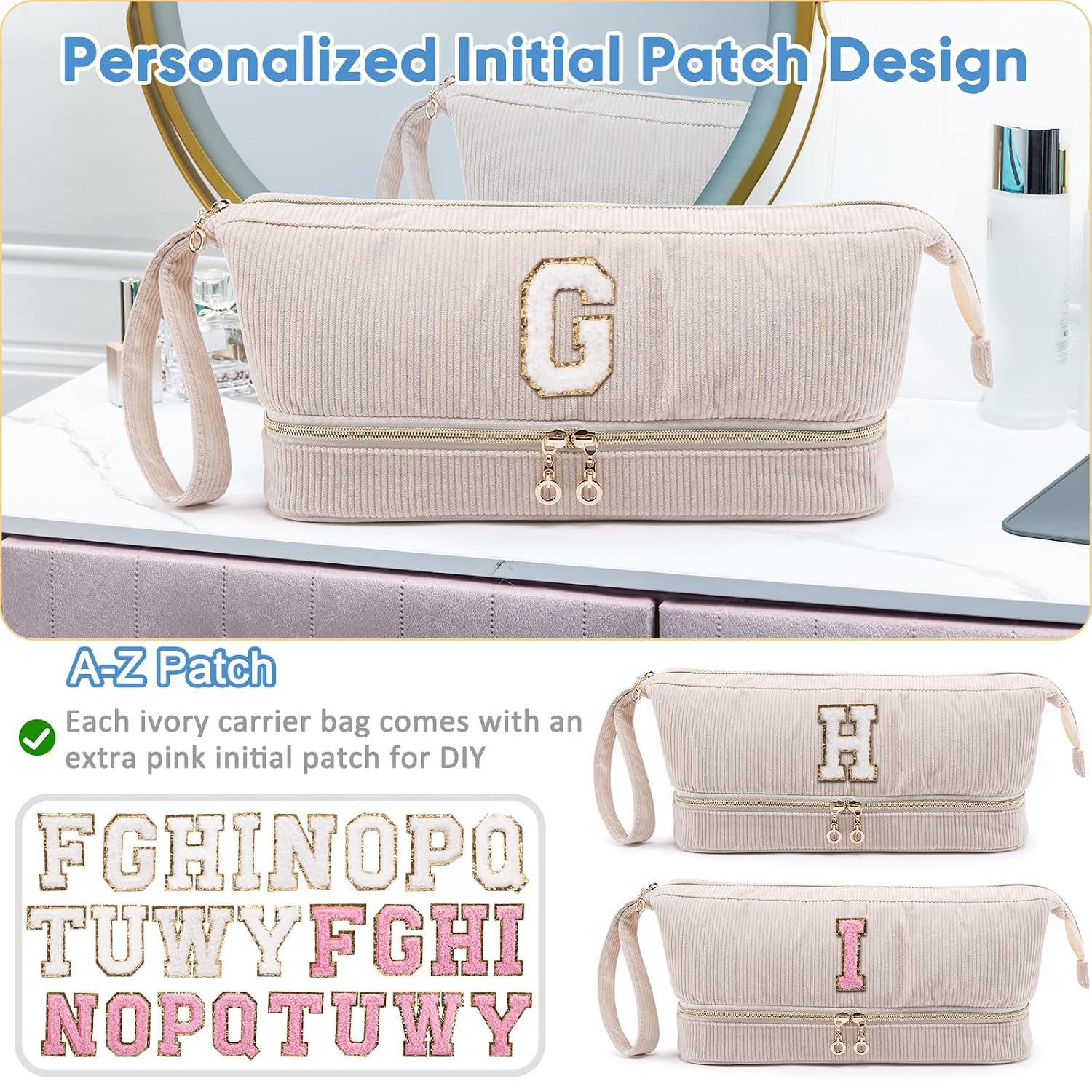 Initial Personalized Hair Dryer Case, Double-Layer Hair Tools Travel Carrying Case for Shark FlexStyle, Dyson Airwrap, and Supersonic Hair Dryer Attachments