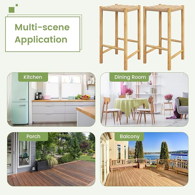 Butaco de Madera Giantex de 26 pulgadas - Set de 4 miniatura 8