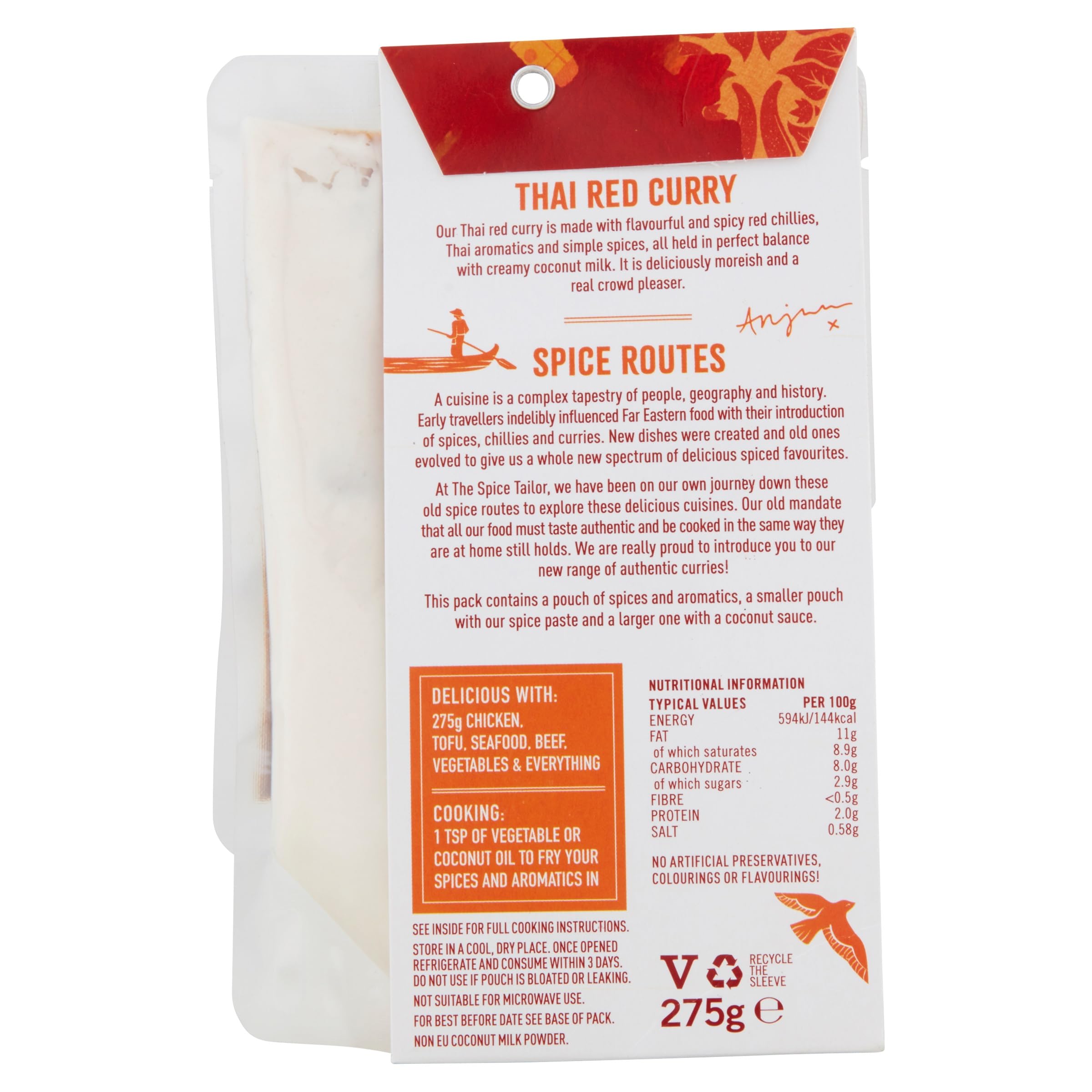 The Spice Tailor Kit de comida de salsa de curry rojo tailandés, 275 g (paquete de 5)