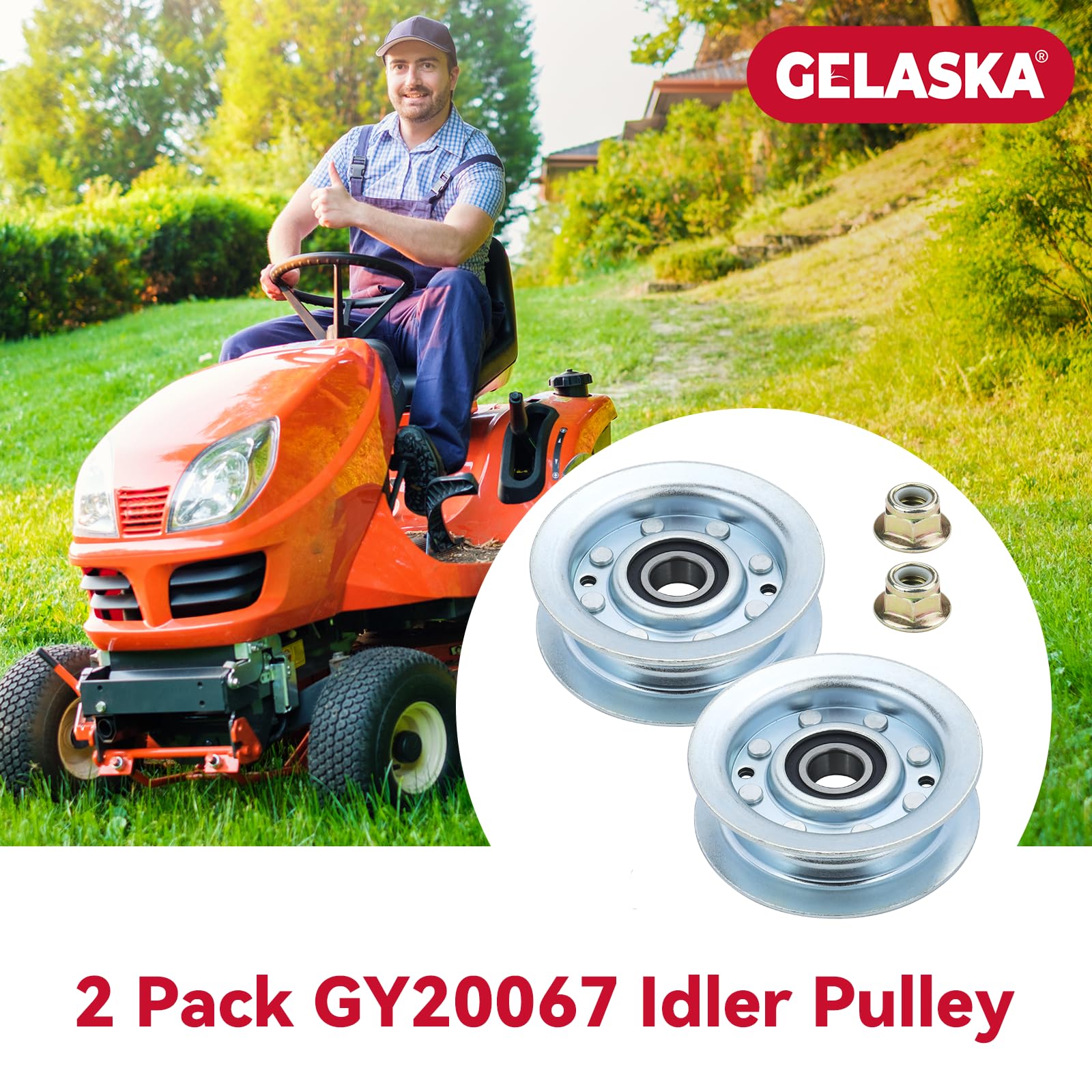 GELASKA Confezione da 2 puleggia folle di ricambio per puleggia folle John Deere GY22172, puleggia folle John Deere - GY22172, puleggia folle John Deere GY20067 per John Deere LA115, La145, L100, L105