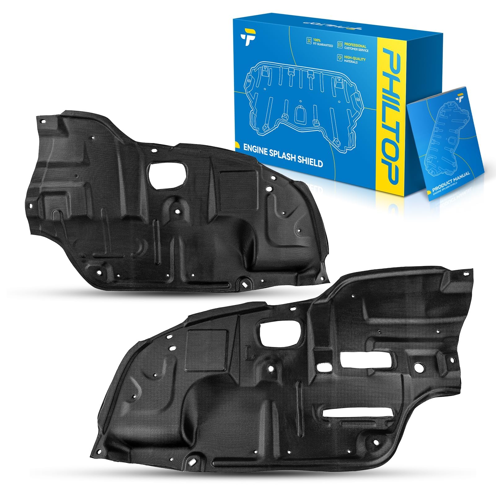 PHILTOP Engine Splash Shield Compatible with 2002-2006 Toyota Camry, 2Pcs