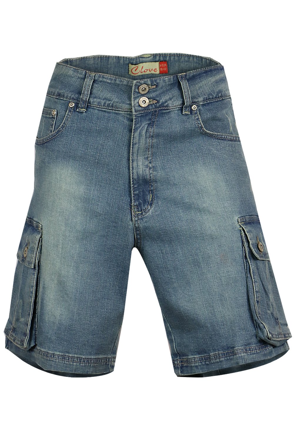 Clove Jeans Women's Blue Distressed Denim Shorts For Uk - Summer Stretchy Mid High Waist Capri Pants With Combats Pockets Plus Size Denim Shorts 16-24