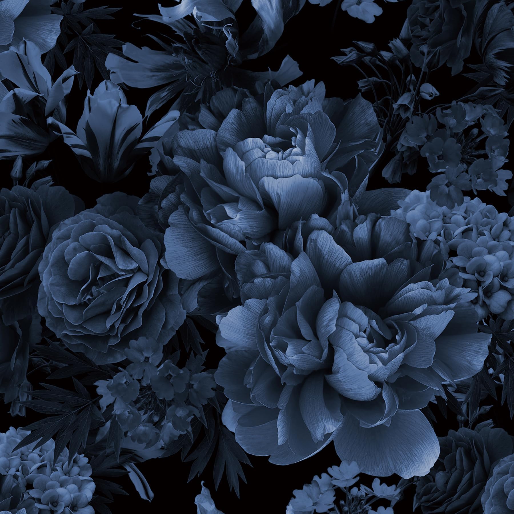 Decotalk Papel Pintado Pared Dormitorio Flores Clásico Azul 44.5X900cm | Moody Wallpaper Papel Pintado Autoadhesivo Para Salón Azul Decorativos Pared Dormitorio Baño Pasillo Impermeable