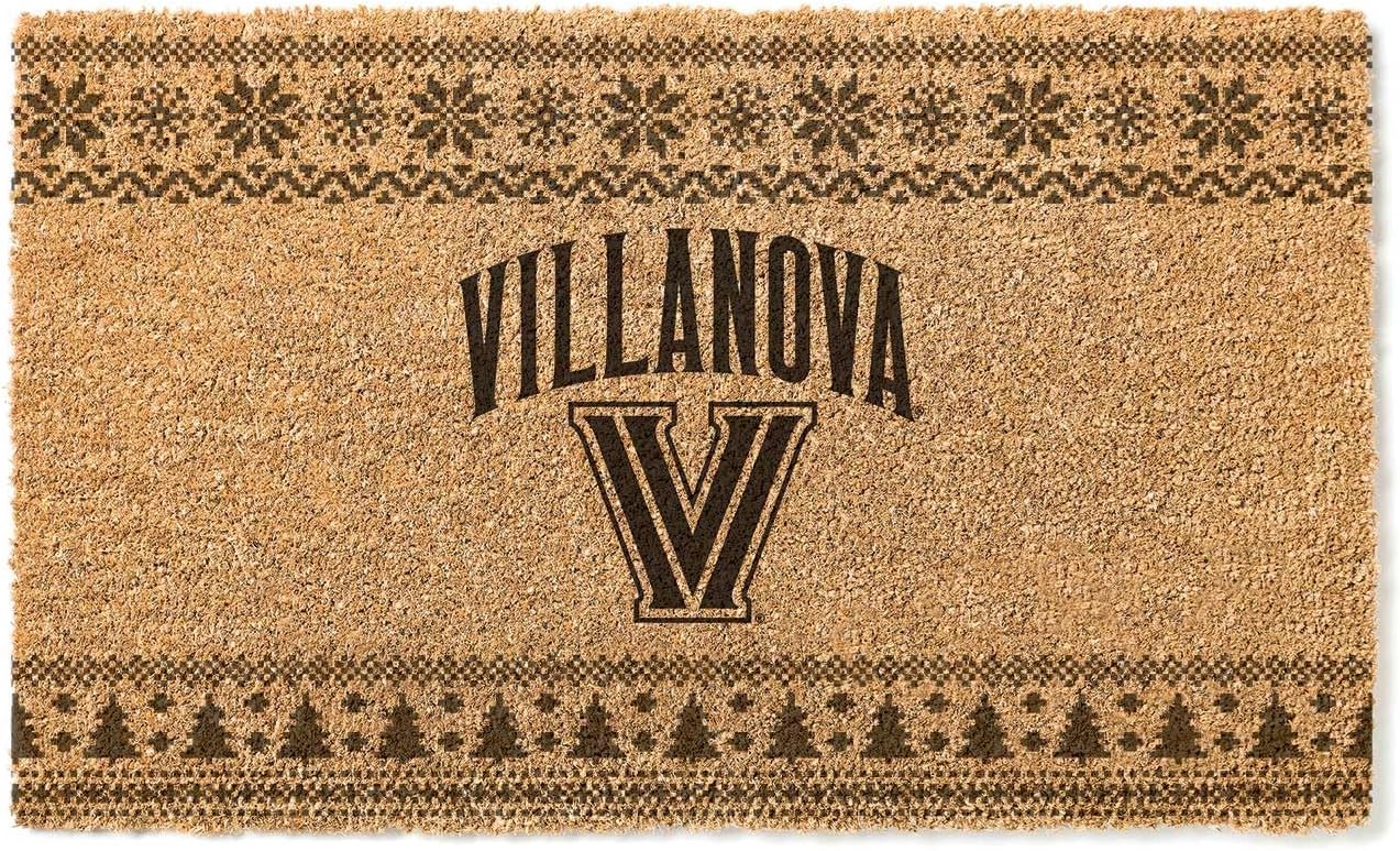 KH Sports Fan Villanova Wildcats Holiday Coir Doormat, 18x30 Inches, Wildcats Outdoor Rug; Display Some Holiday Cheer with This Unique Villanova Wildcats Doormat