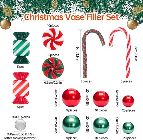 Miniatura 2 de Más de 10000 cuentas de relleno de jarrón de Navidad, perlas flotantes y perlas de gel de agua de caramelo para relleno de jarrón, centros de mesa,