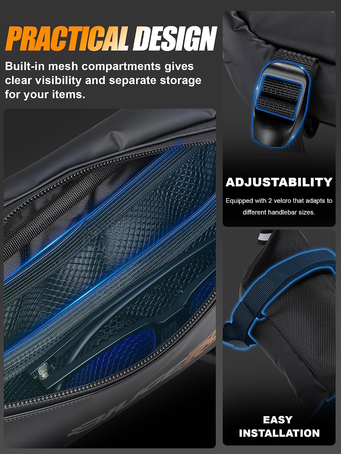Electric Dirt Bike Handlebar Bag,Universal Ebike Handle Bar Storage Pouch for Tutti Soleil 01/Ridstar Q20/Surron Light Bee X LBX/Talaria X3 Sting MX3 R MX4 MX5/E Ride Pro