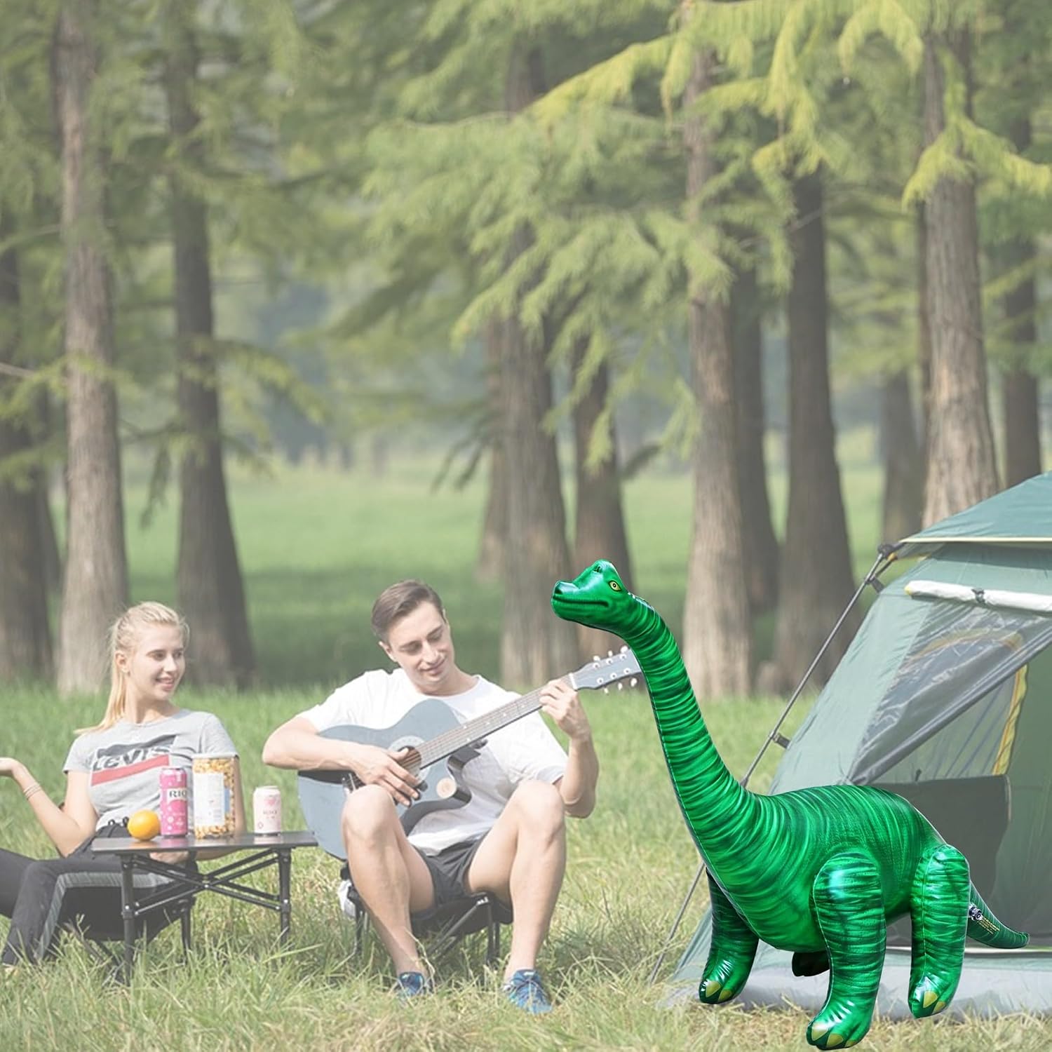 Jet Creations Brachiosaurus Brontosaurus Inflatable Dinosaur, Size H28/L48 (inch), Classic ForestGreen, Jurassic Prehistoric Animal, Photo Stage Prop, VBS, Game Day Fan Gear Mascot, 1pc