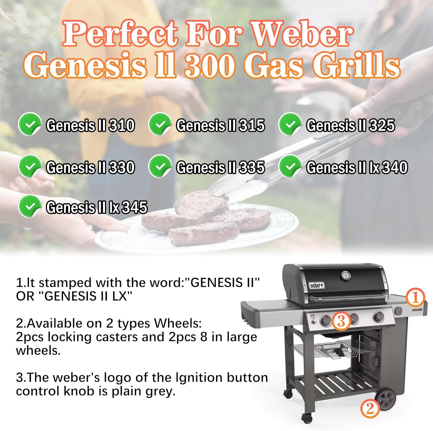 66040 Flavorizer Bars with Heat Deflector for Weber Genesis II 300 /LX 300 Series, Genesis II E-310 E-315 E-335 GS4 Flavor Bars Replacement Parts Genesis II 300 Series LX S-340 II S-310 II S-335