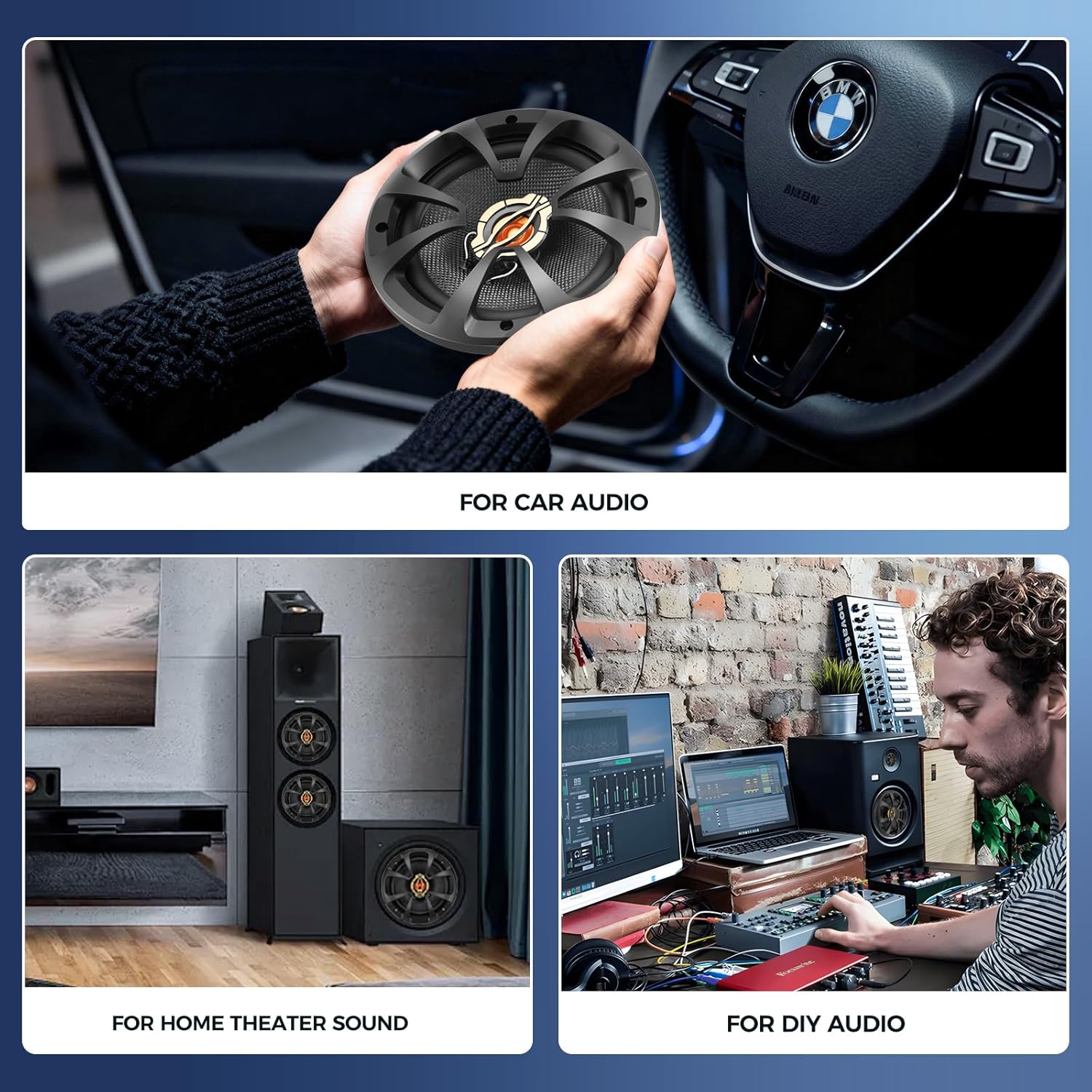 2026 Upgraded 6.5 Inch Car Speakers, 6.5 Speakers, 800W Peak Power, 200W RMS, 4 Ohm, Car Audio Speakers with Glass Fiber Woofer & PEI Tweeters for Hi-Fi Music Experience (Pair)