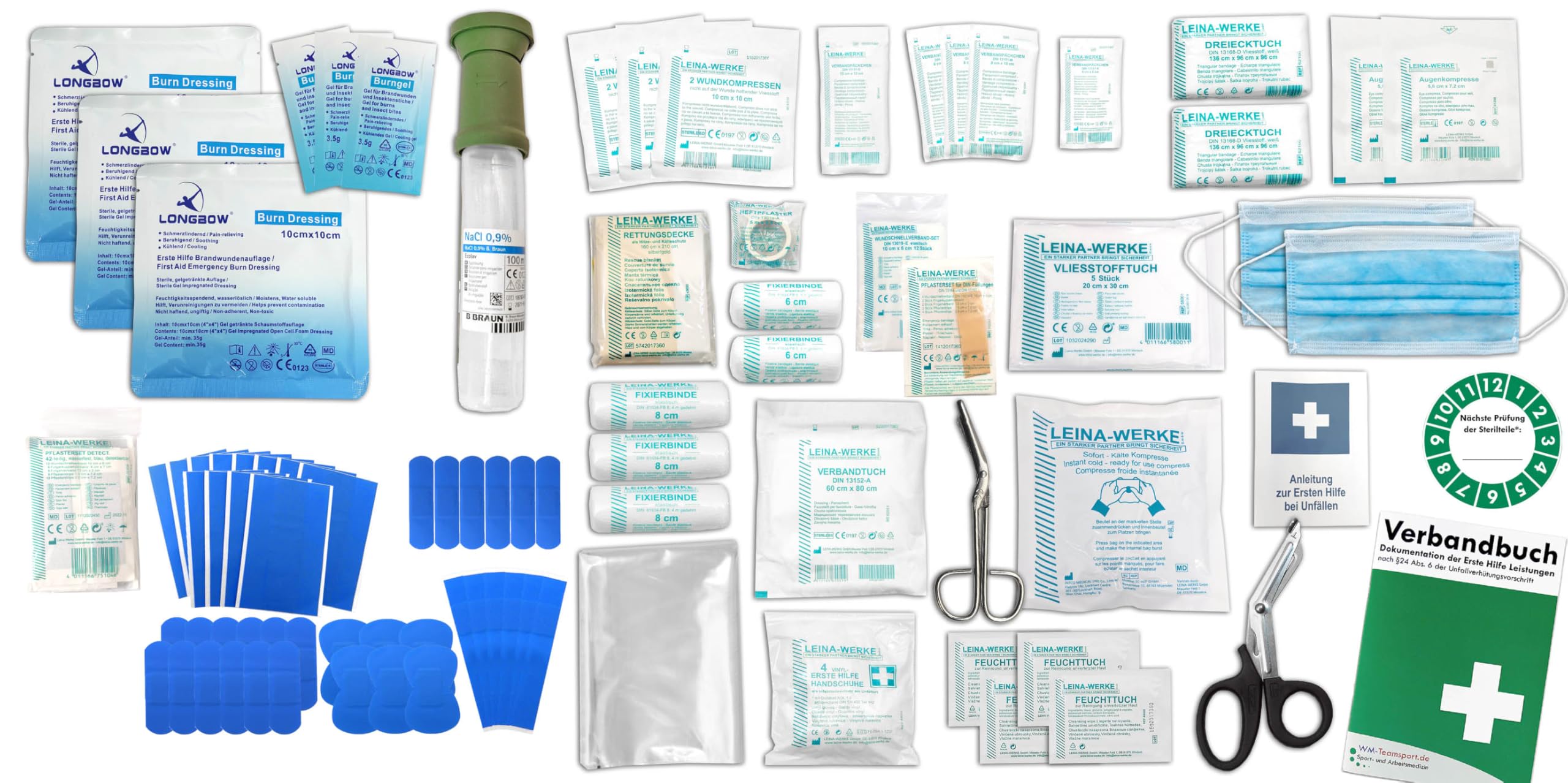 Erste-Hilfe-Koffer GASTRO M5+ Komplettpaket für Betriebe nach aktueller DIN/EN 13157 inkl. Augenspülung + Brandgel + detektierbare Pflaster + Hydrogelverbände + Aushang &Aufkleber