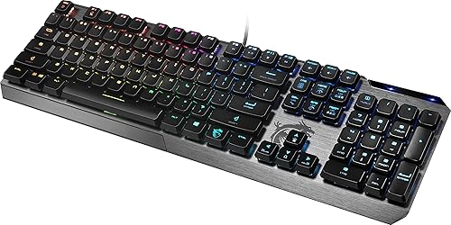 Vista 5 de MSI Vigor GK50 Teclado mecánico RGB de perfil bajo, interruptores de perfil bajo blanco Kailh, diseño de aluminio cepillado, diseño ergonómico