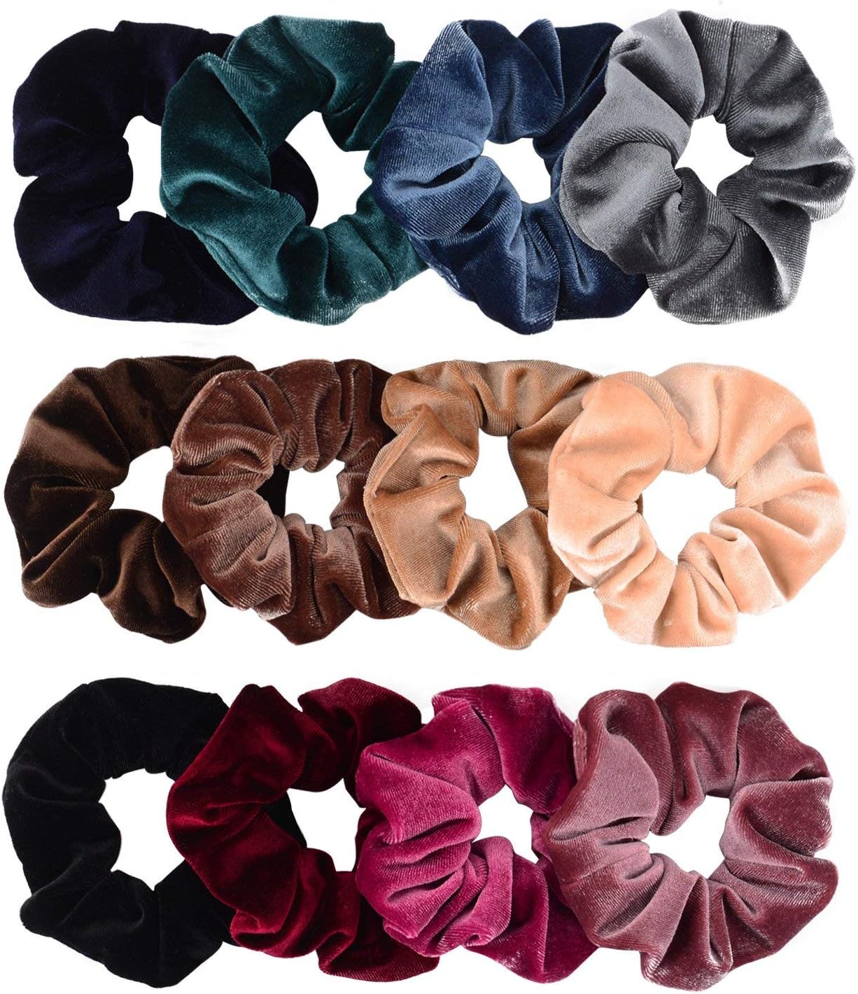 N1 PRINGS 12 Pcs Velvet Hair Scrunchies, Soft Elastic Hair Bands for Girls, Women Hair Accessories