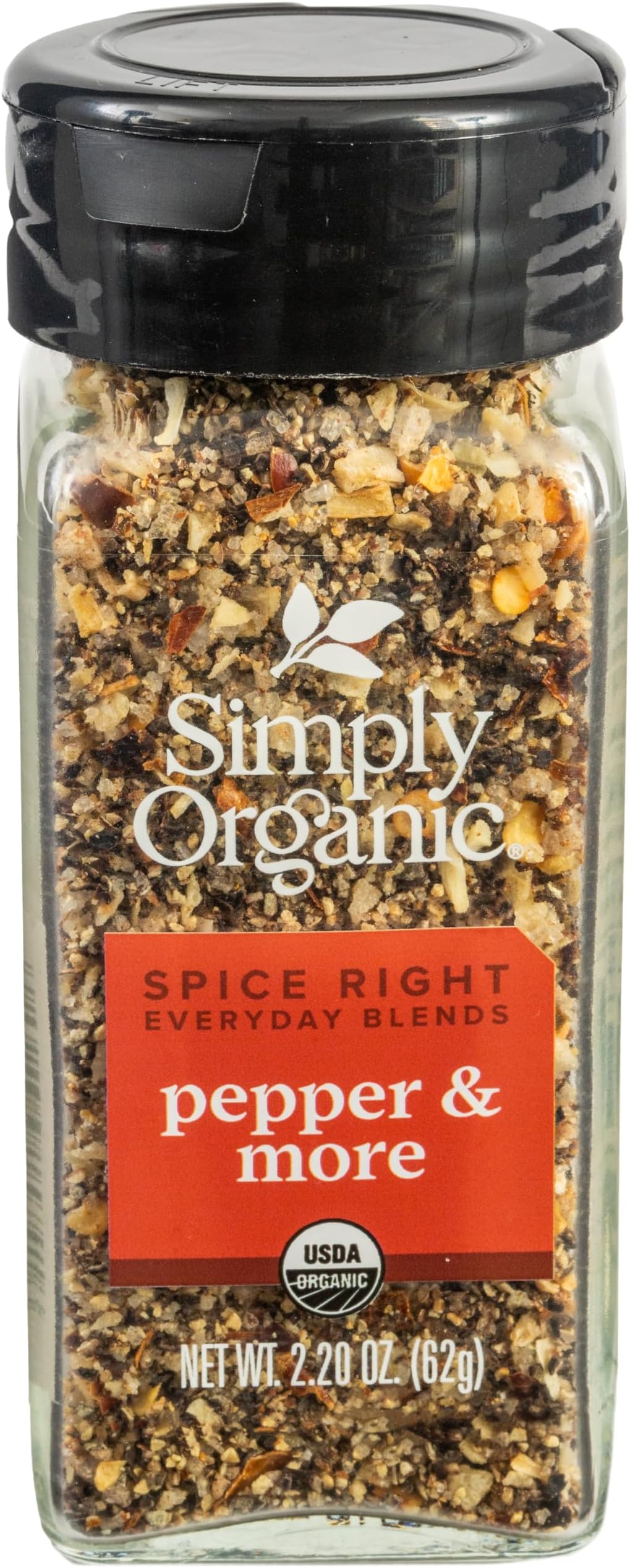 Simply Organic Pepper & More Everyday Spice Blend, 2.2 Ounce Jar, Great on Veggies, Chicken Fish and More, Vegan