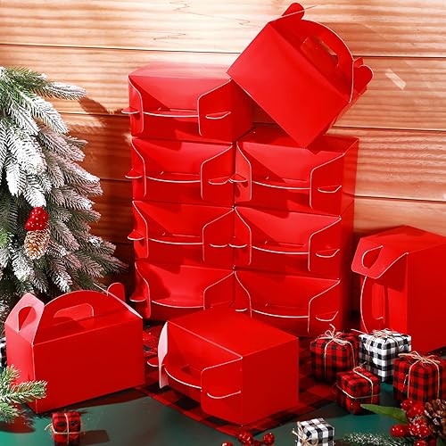 Miniatura 3 de 36 cajas de regalo de fiesta, cajas de regalo de papel a dos aguas con asas para cumpleaños, boda, ducha, suministros de fiesta de Navidad, 6 x 3.5