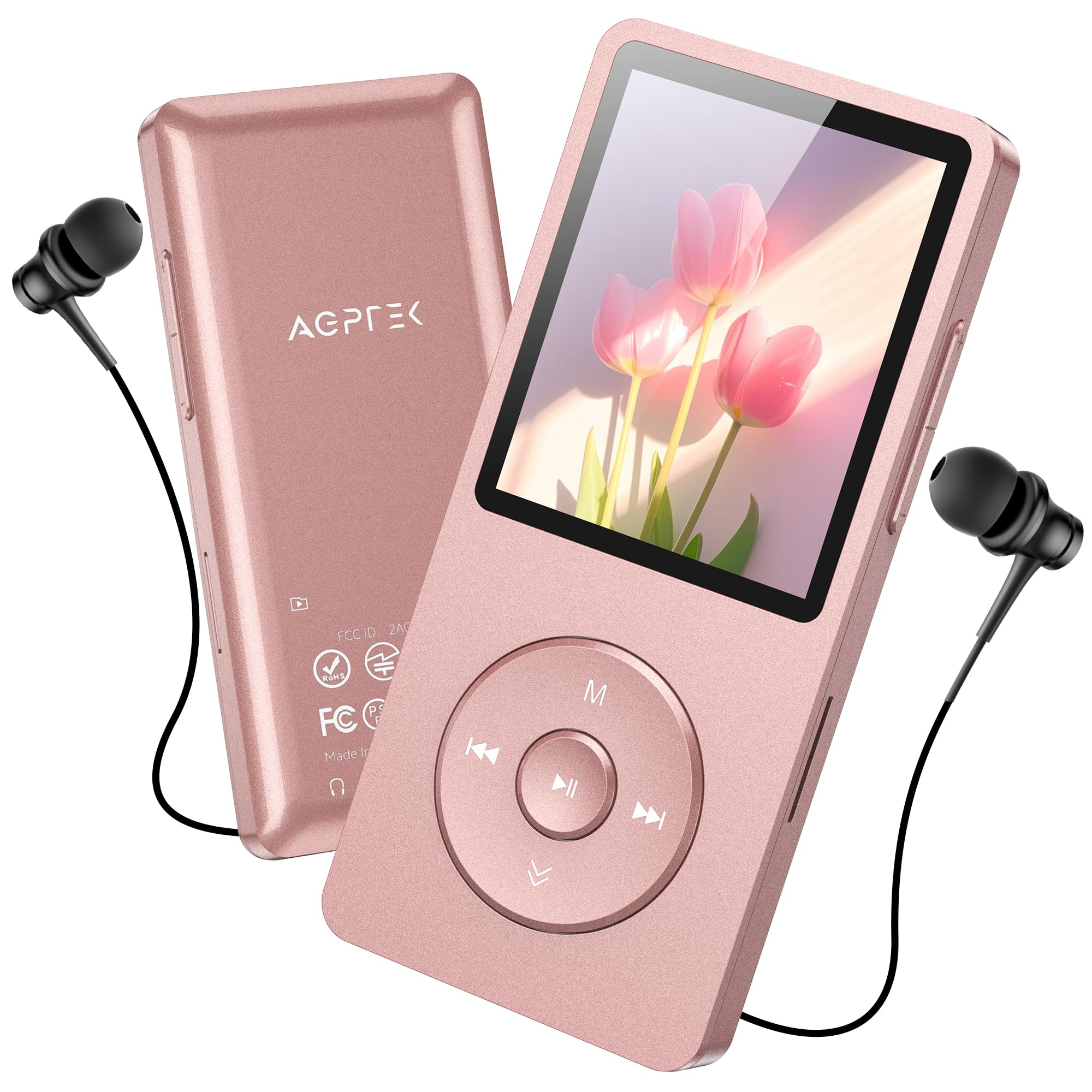 [サイトボタン追加] AGPTEK MP3プレーヤー 音楽プレーヤー HIFI 30g超軽量 64GB内蔵 128GBまで拡張可能 ボタン操作 音楽プレーヤー 40時間再生 ロスレスサウンド FMラジオ ダイレクト録音対応 アラーム 操作簡単 小型 通勤/ランニング/ヨガ/言語学習などに適用 イヤホン付き ギフト プレゼント A02