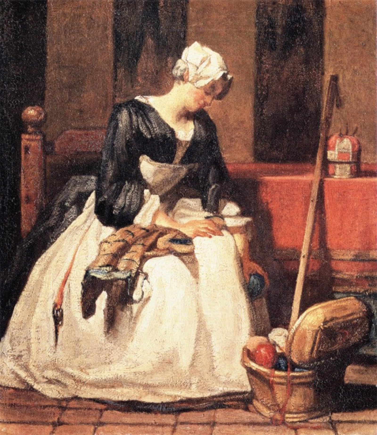 ARTXLXXBN Famous Art Print Poster Vintage Wall Art the Embroiderer by Jean-baptiste-simeon Chardin Canvas Art Poster for Home Decor 60x90cm