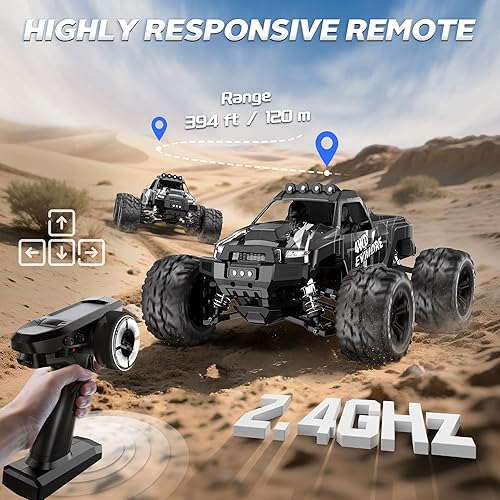 Miniatura 6 de Evmore Autos RC 116 sin escobillas para adultos y niños, rápido 34 mph, auto eléctrico 4WD RC de alta velocidad, camión RC de control remoto todo