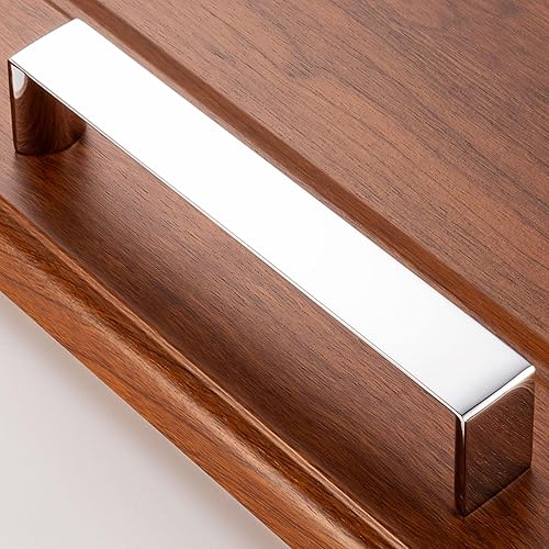 Miniatura 9 de BEROSSA Tirador moderno plano ancho de 8-45 pulgadas, cromo pulido, manija de armario de cocina, paquete de 1 unidad  Herrajes sólidos para muebles