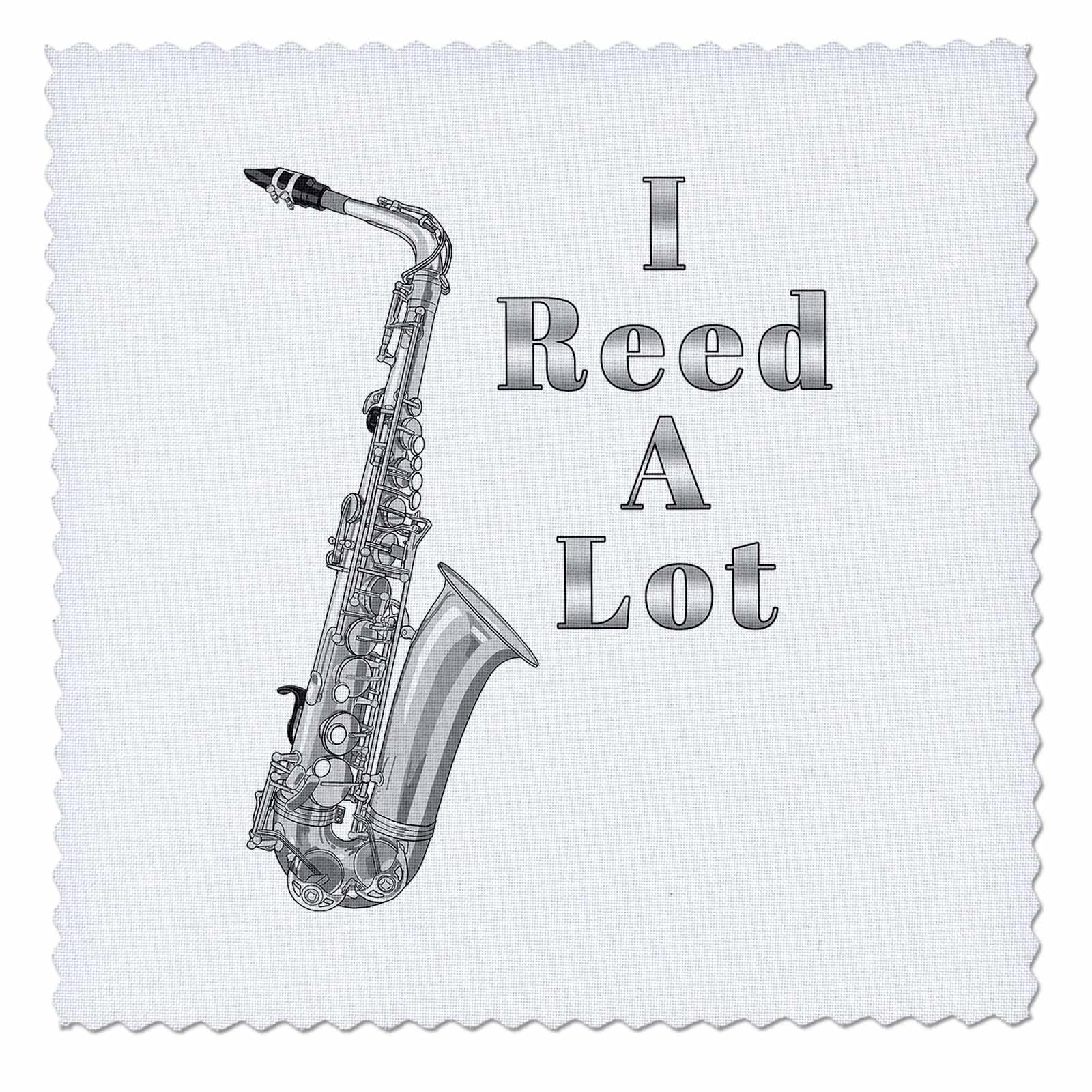 14x14 inch Quilt Square - A Saxophone Pun, I Reed A Lot with a Silver Saxophone. Creative Studios – Music