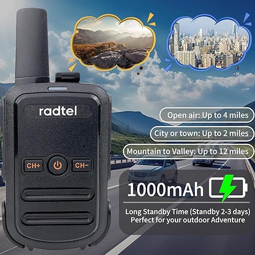 Miniatura 3 de Radtel RT12 Walkie Talkies recargables para adultos paquete de 2 unidades radio de dos vías FRS de mano de largo alcance 16 canales VOX manos libres