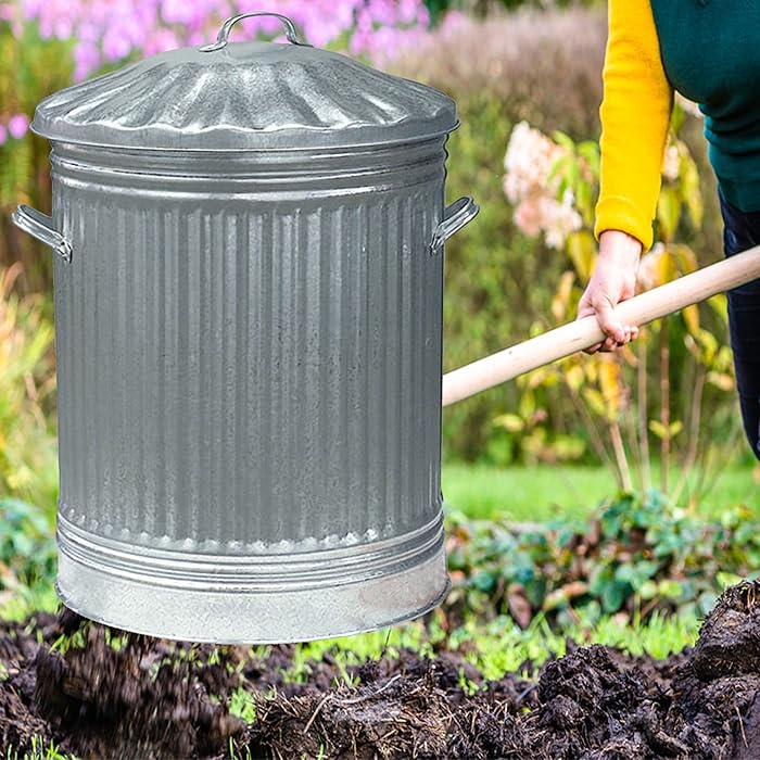 Buy 90L Extra Large Galvanised Steel Metal Dustbin Kitchen House Garden