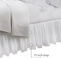 Vista 5 de Belles & Whistles Falda de cama con volantes de doble gasa, con capas de algodón, longitud de caída de 15 pulgadas, Queen, color blanco