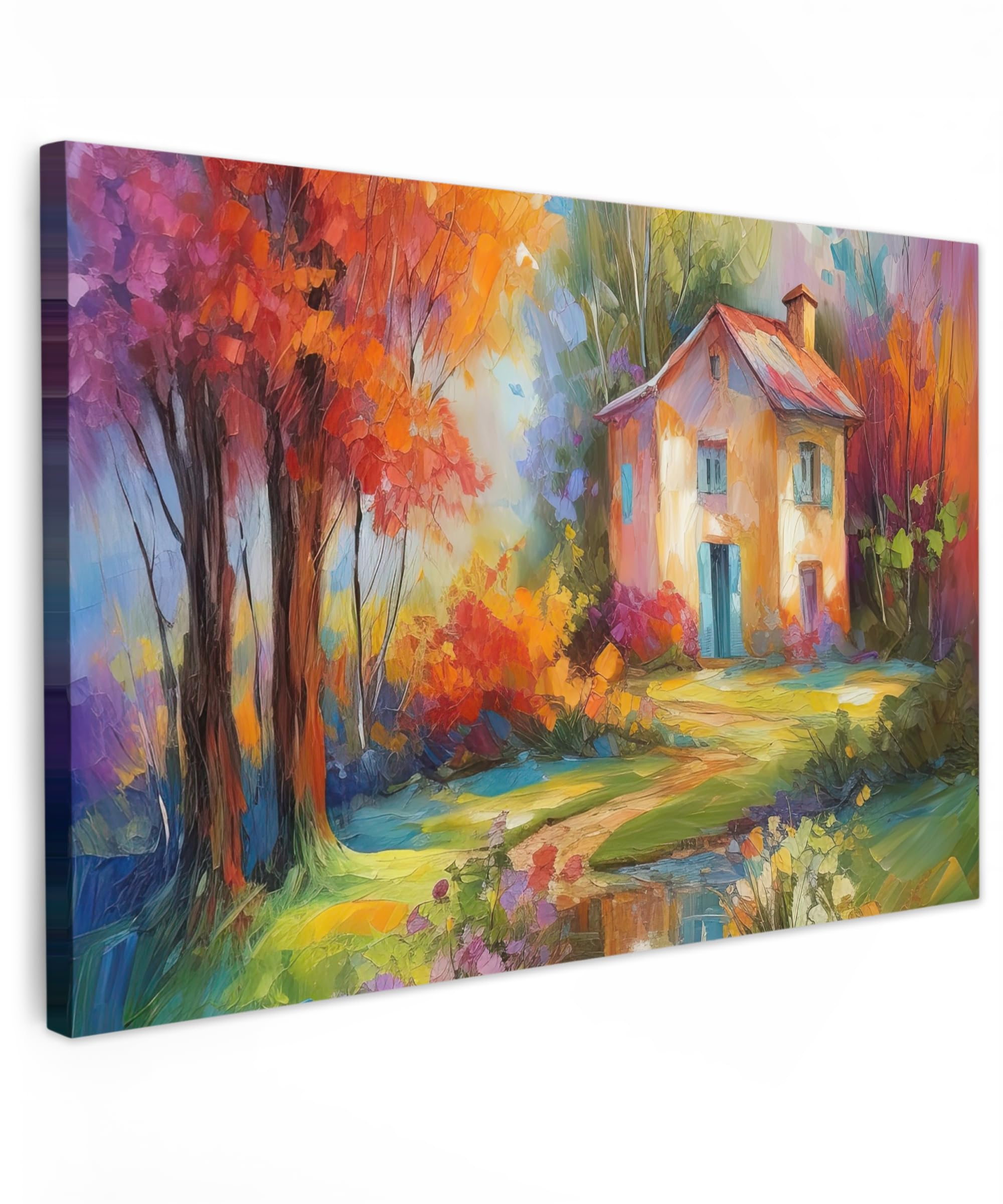 MuchoWow© Canvas Wall Art 35"x24" / 90x60 cm Decor Prints for Living Room Decorative Canvases Hall Artwork Landscape - Colourful - Oil painting - Art — image 1