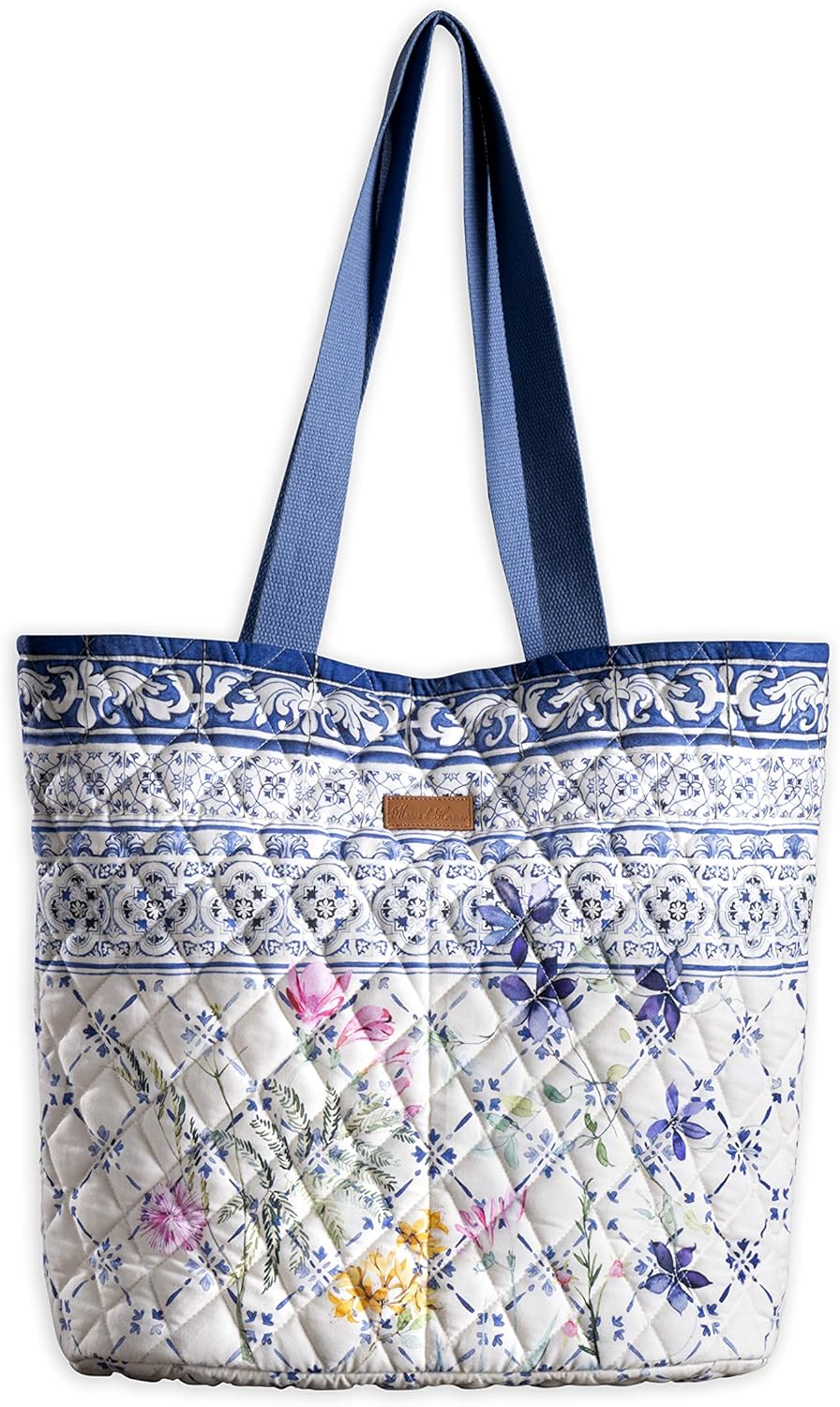 Maison d’ Hermine Shopping Bag Cotton Quilted Tote Bag with Zipper Pockets & Small Pouch Grocery Bag for Work Travel Lunch Maison d’ Hermine Shopping Bag Cotton Quilted Tote Bag with Zipper Pockets & Small Pouch Grocery Bag for Work Travel Lunch