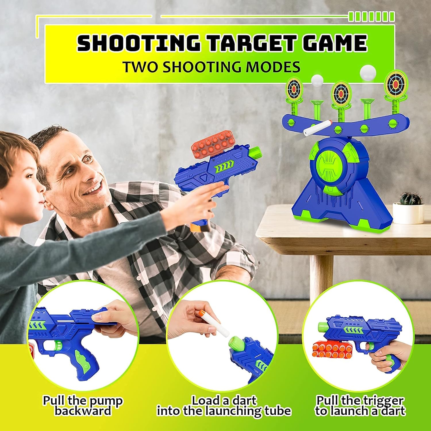 Shooting Games Toy for Age 4, 5, 6, 7, 8, 9+ Years Old Kids, Glow in The Dark Boys Toys Floating Ball Targets with Foam Dart Toy Blaster with10 Balls/ 5 Targets, Compatible with Nerf Toy Blaster Gift : Toys & Games