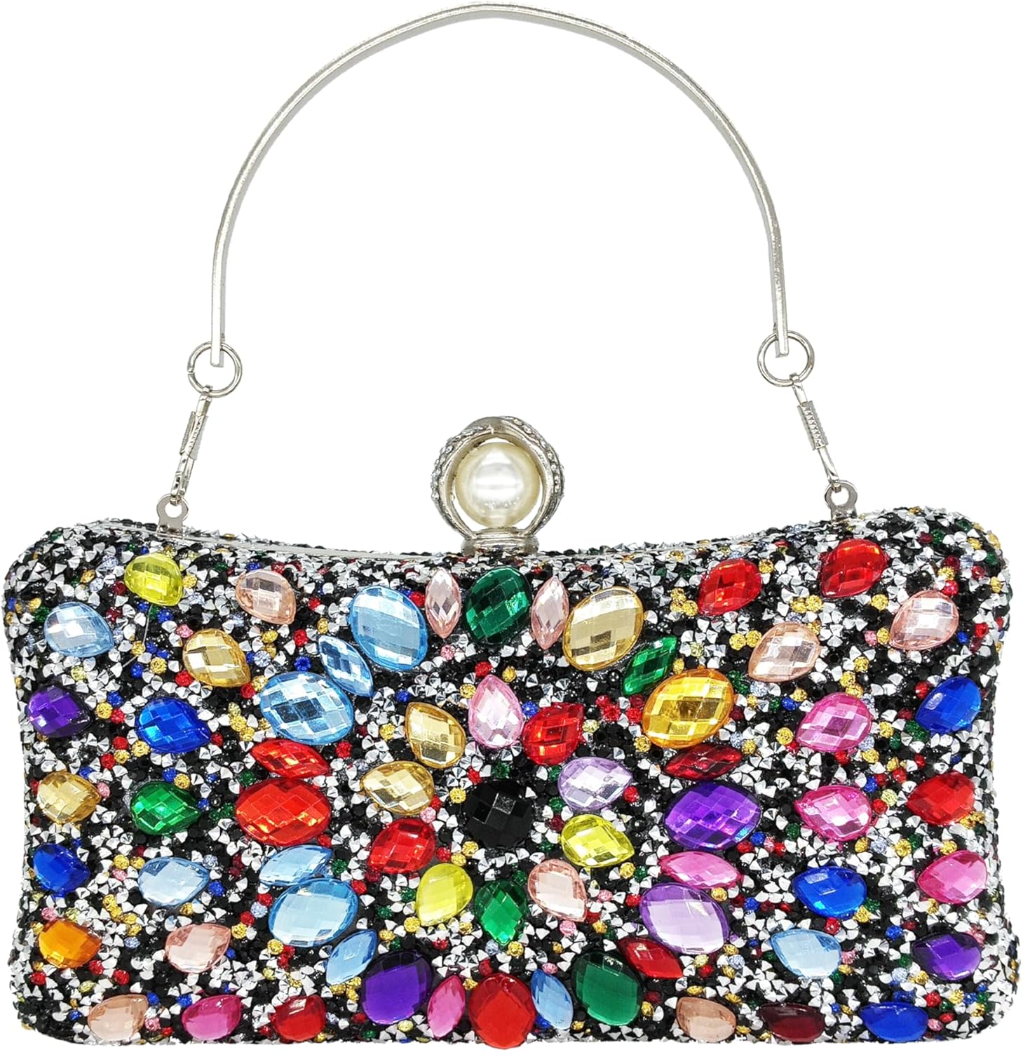 Rhinestone Clutch Purses for Women Evening Wedding Formal - Pearl Clasp Handbag Crystal Gemstone Bag for Party Prom