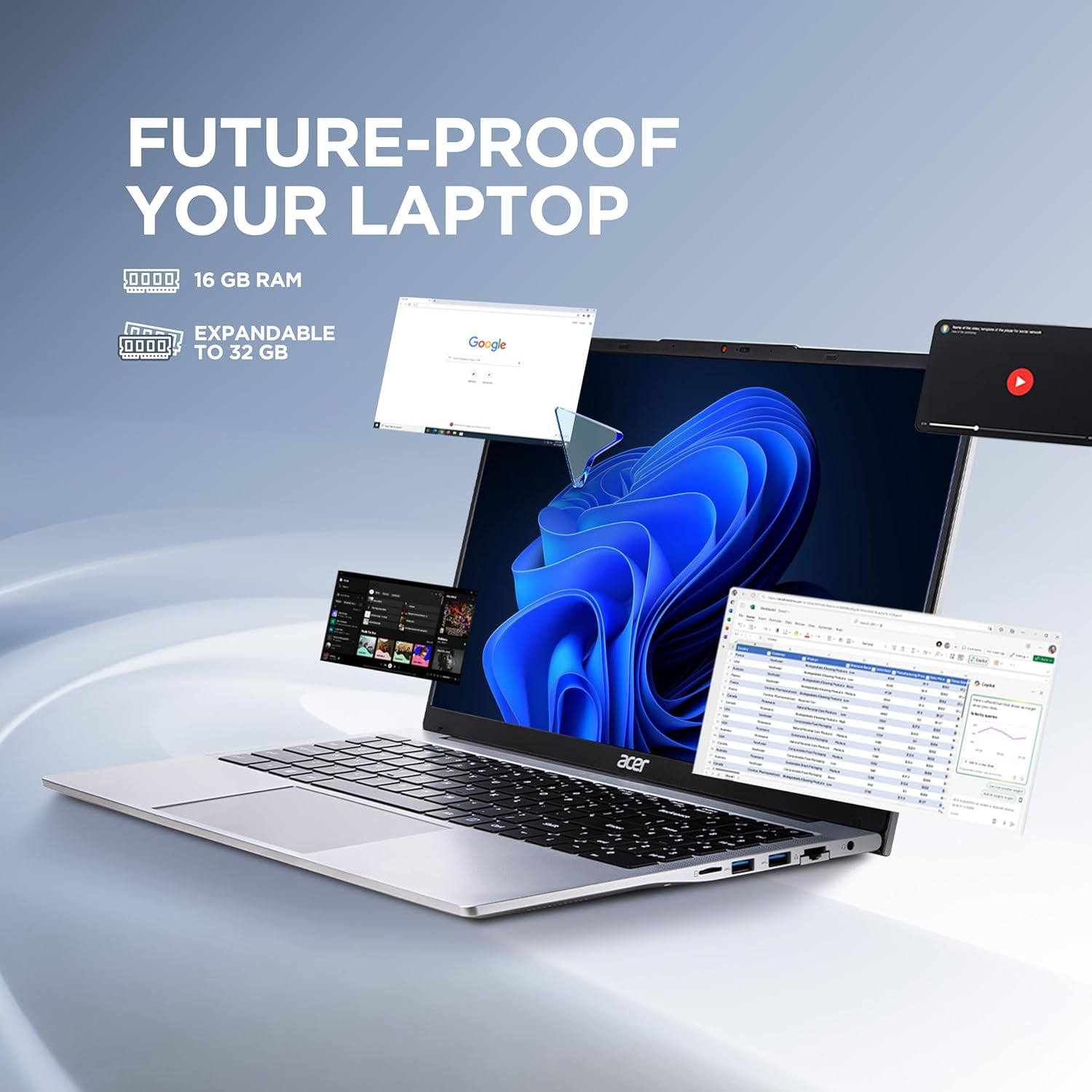 Acer Aspire 3 12th Gen Intel Core i3-1215U Premium Laptop (16GB RAM/512GB SSD/Windows 11 Home) A325-51,15.6" Full HD IPS Display, 54Whr Battery, Silver, 1.69 Kg 21 81FTQ9PiNTL. SL1500