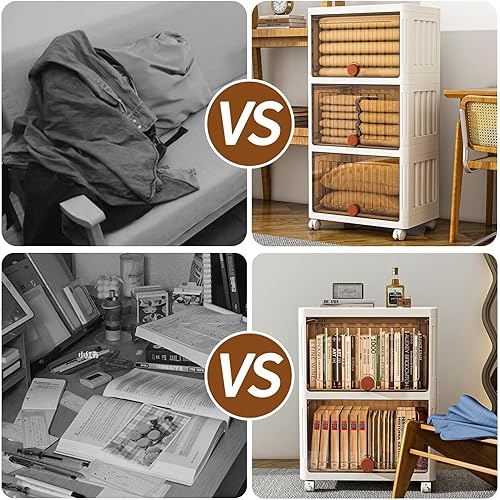 Miniatura 5 de Organizadores y almacenamiento de armario, cajones de almacenamiento de plástico de 3 niveles de 38 galones, armarios de almacenamiento de cocina