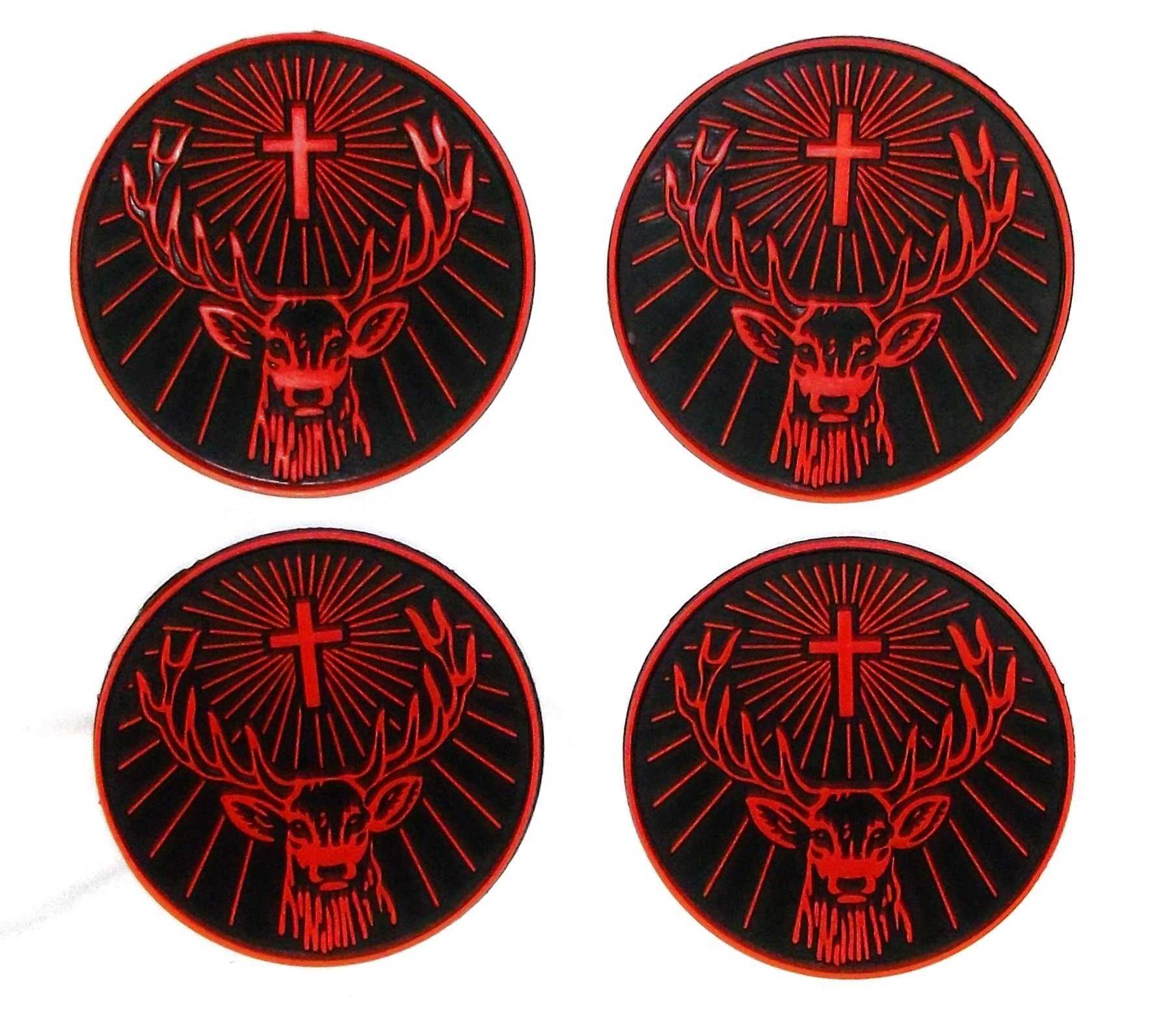 Jager Rubber Coaster Mats Set of 4 Orange and Black with Deer & Cross Logo