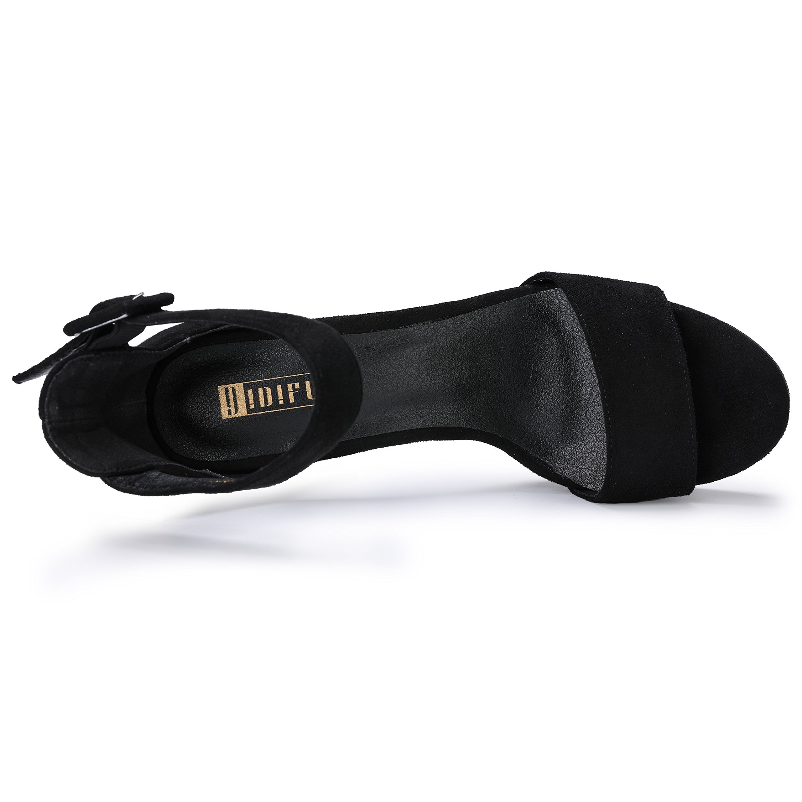IDIFU IN5 Sabrina Platform Block Chunky High Heels Ankle Strap Heeled Sandals Sexy Wedding Party Dress Shoes for Women Open Toe Heels: 6.5 Black Suede