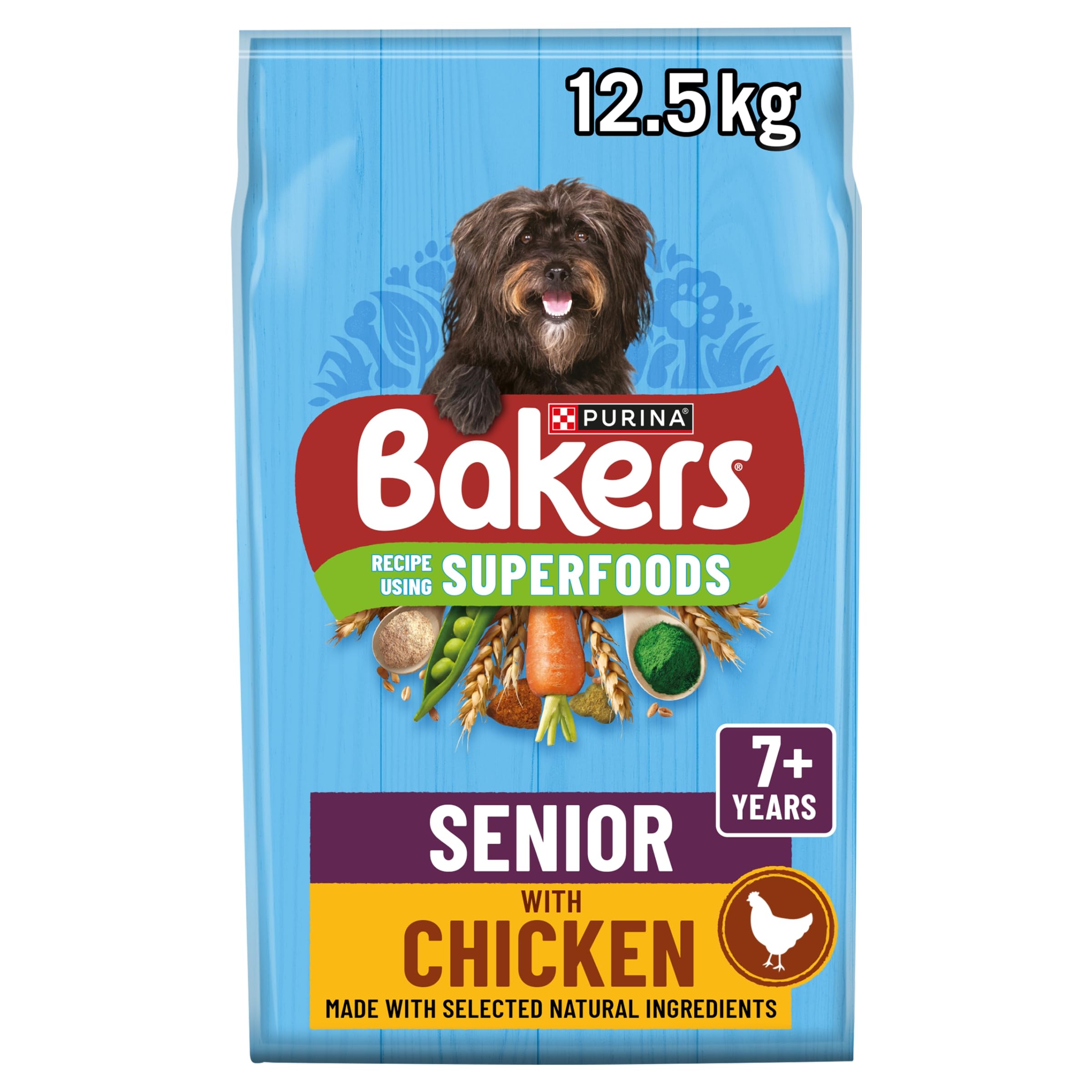BAKERS Superfoods Senior 7+ Dry Dog Food Chicken with Vegetables 12.5kg Pack