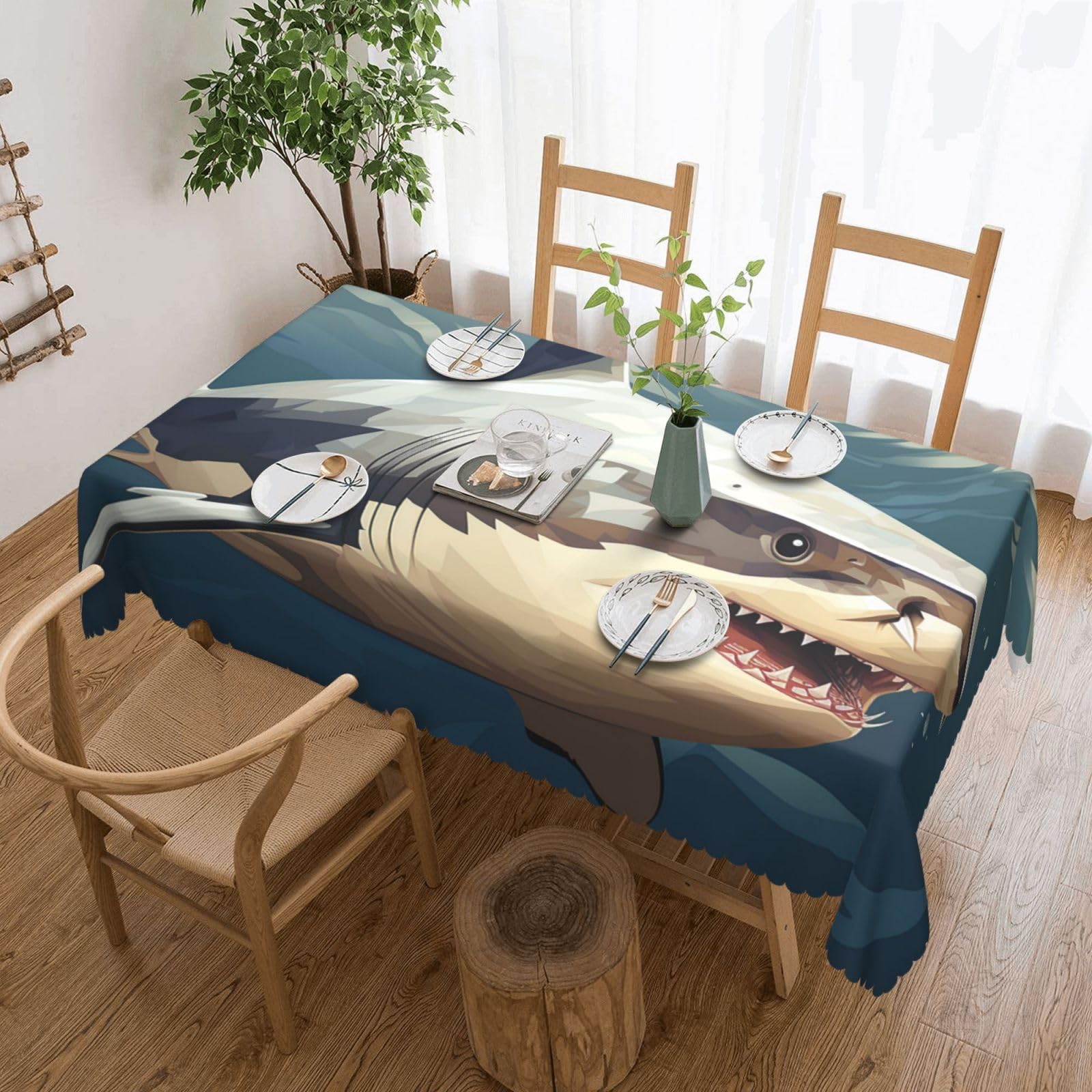 Nappe requin rectangulaire 137x200 cm imperméable pour table de cuisine