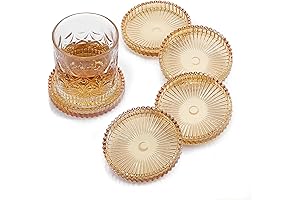 Modern Clear Coaster Set of 5- Glass Coasters for Drinks