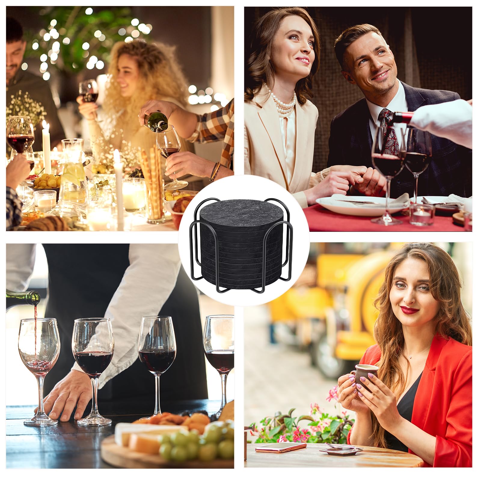 Juego de 14 Posavasos Originales y Absorbentes de Fieltro, Coasters para Proteger Mesas y Muebles, Ideal para Vasos, Tazas y Bebidas, FHISKUNYU