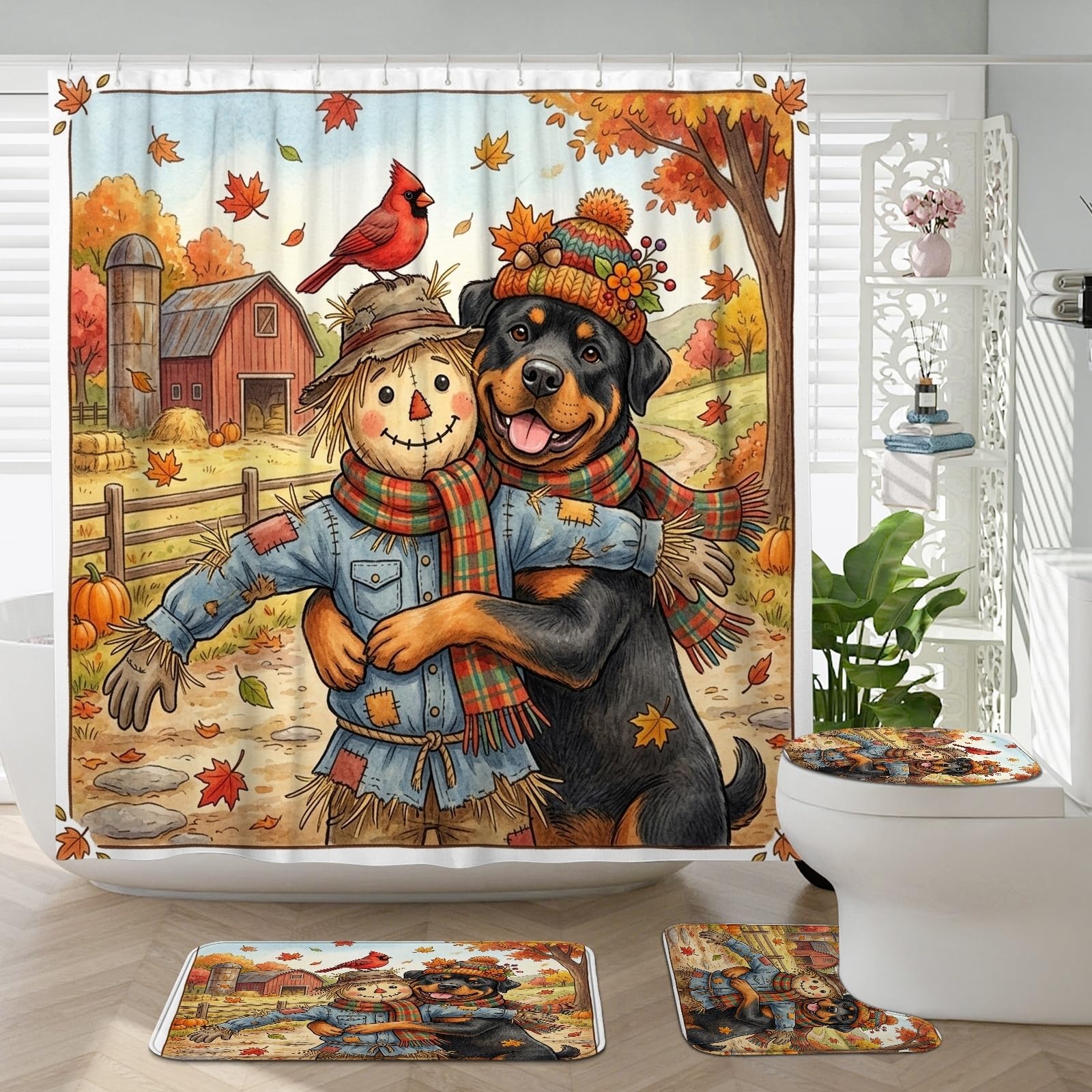 Décoration de salle de bain Rottweilers d'automne pour créer un espace cocooning et unique