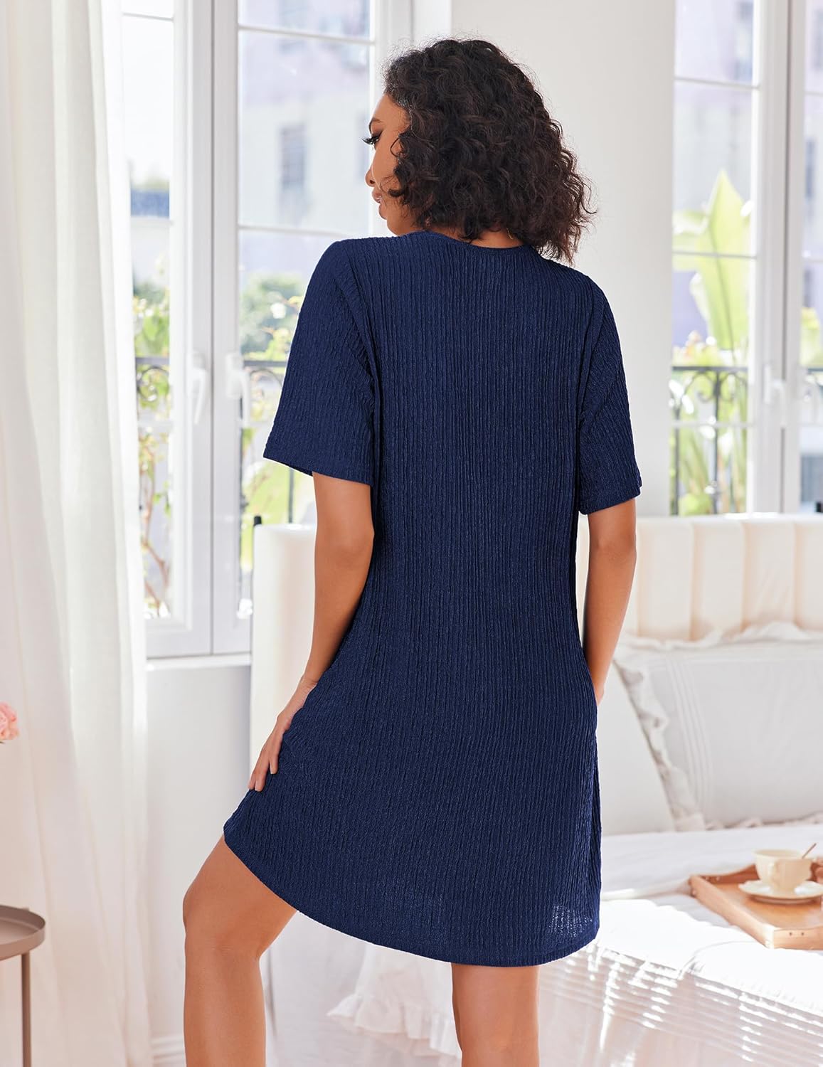 Ekouaer Women Zipper Robes Knit Short Bathrobe Lightweight House Coat with Pockets Soft Nightgown S-XXL - Image 2