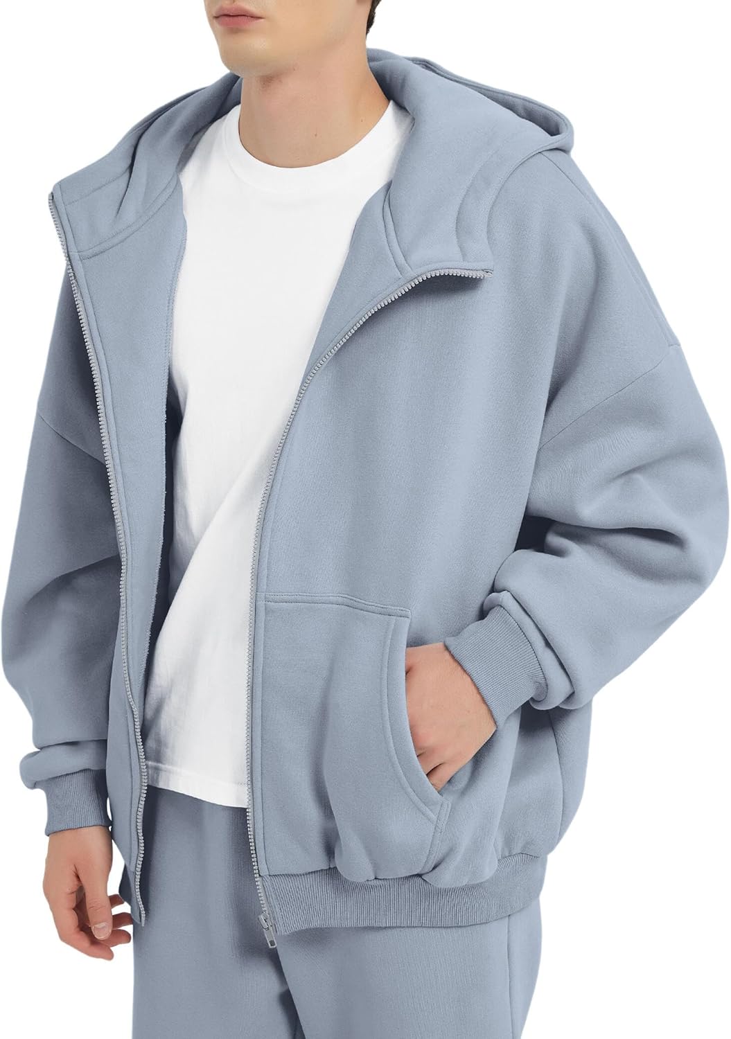 FAIABLE Mens Zip Up Hoodies with Pockets Oversized Sweatshirt Winter Long Sleeve Jackets Fleece Fall Outfits 2025 - Image 3